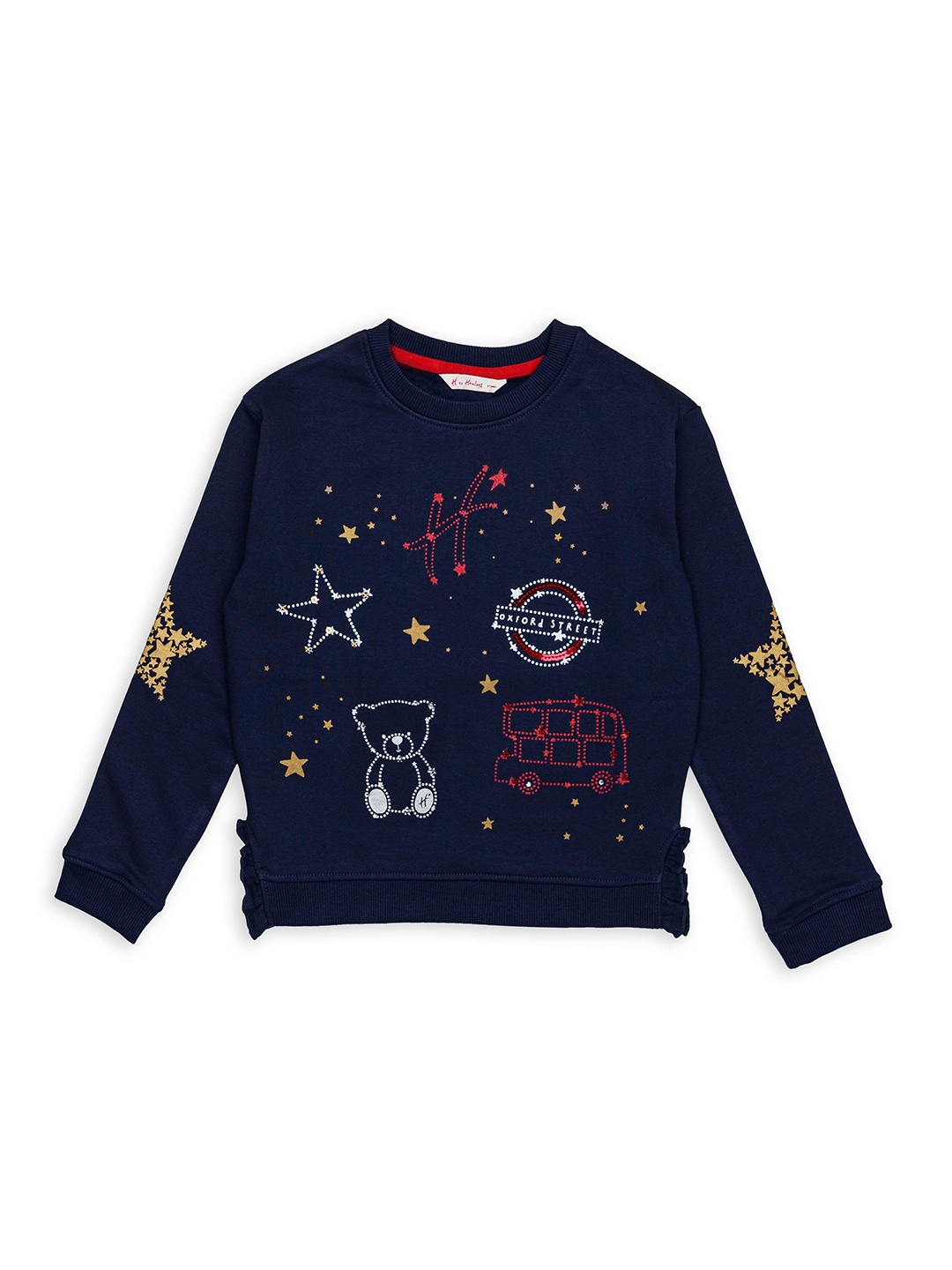 

H By Hamleys Girls Printed Cotton Sweatshirt, Navy blue