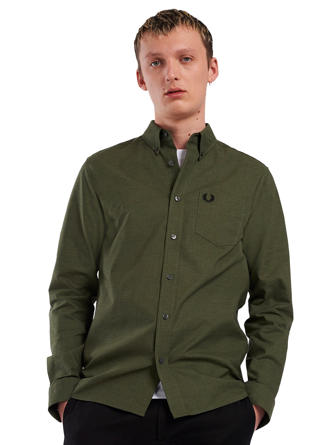 

Fred Perry Men Classic Pure Cotton Casual Shirt, Green