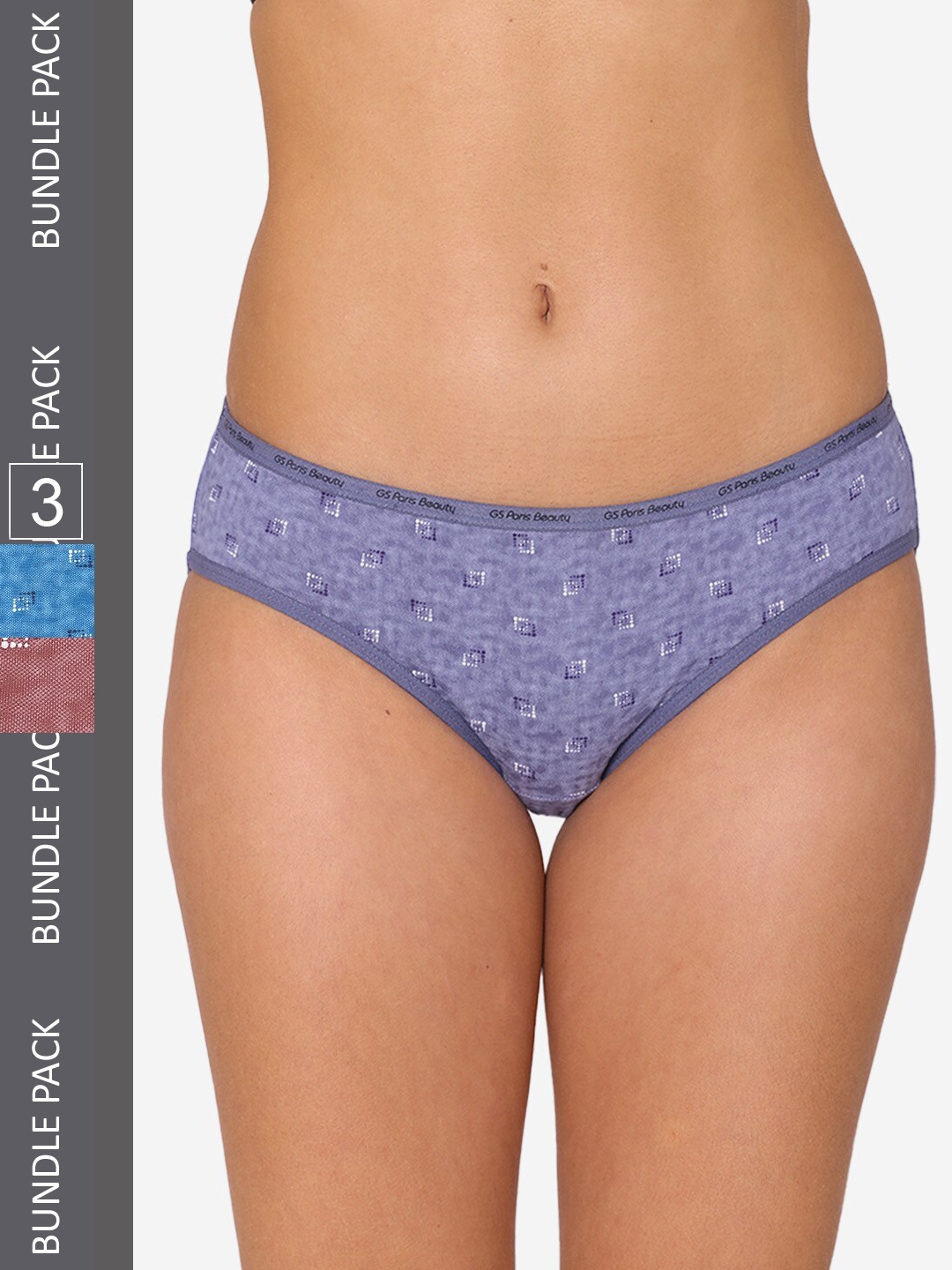 

GROVERSONS Paris Beauty Women Pack Of 3 Assorted Cotton Bikini Briefs