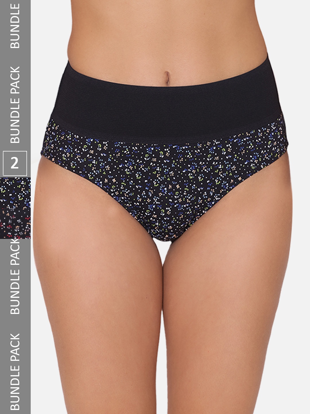 

GROVERSONS Paris Beauty Women Printed Cotton High-Rise Hipster Briefs, Black