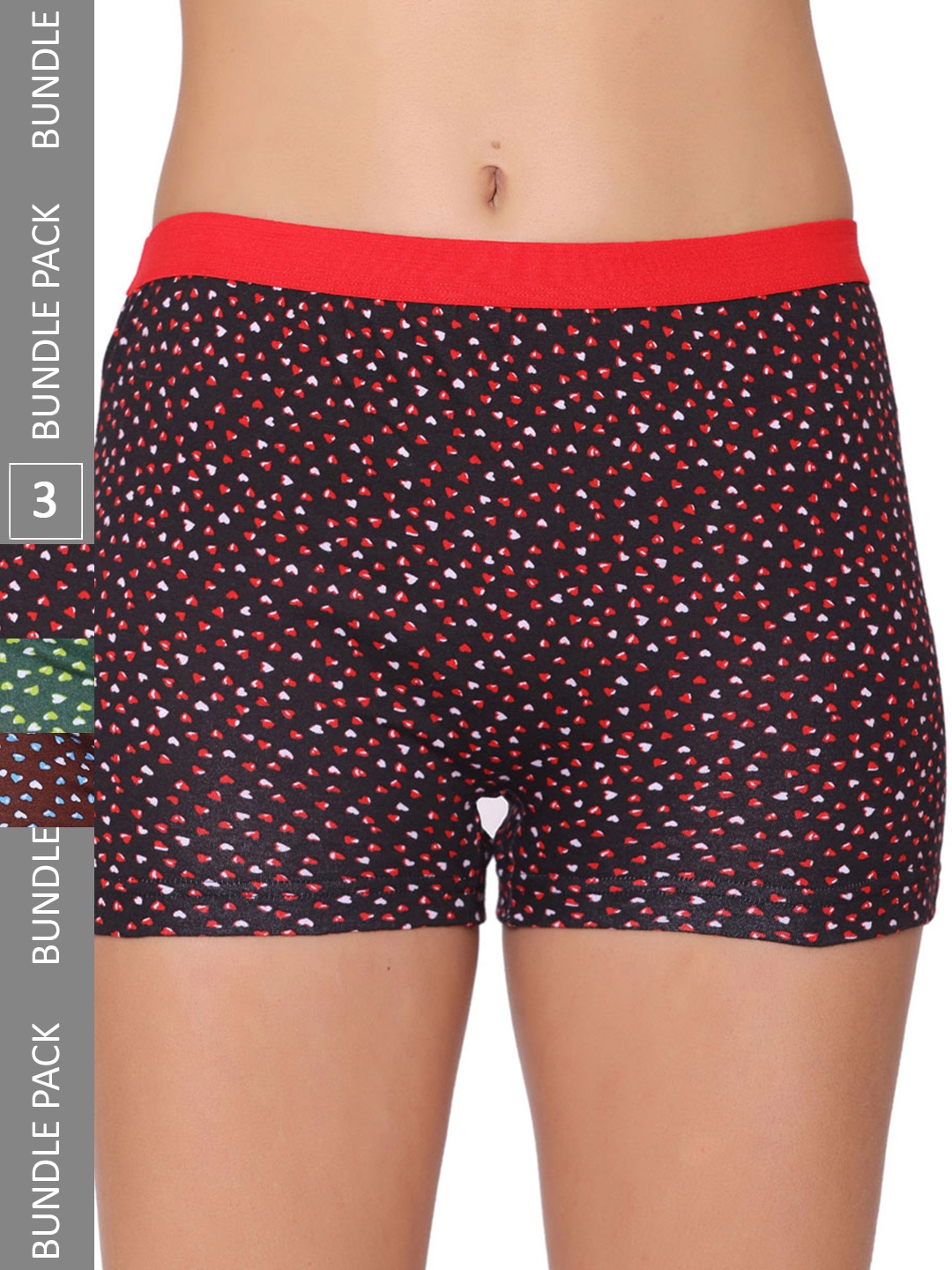 

GROVERSONS Paris Beauty Women Pack Of 3 Assorted Cotton Boy Shorts Briefs
