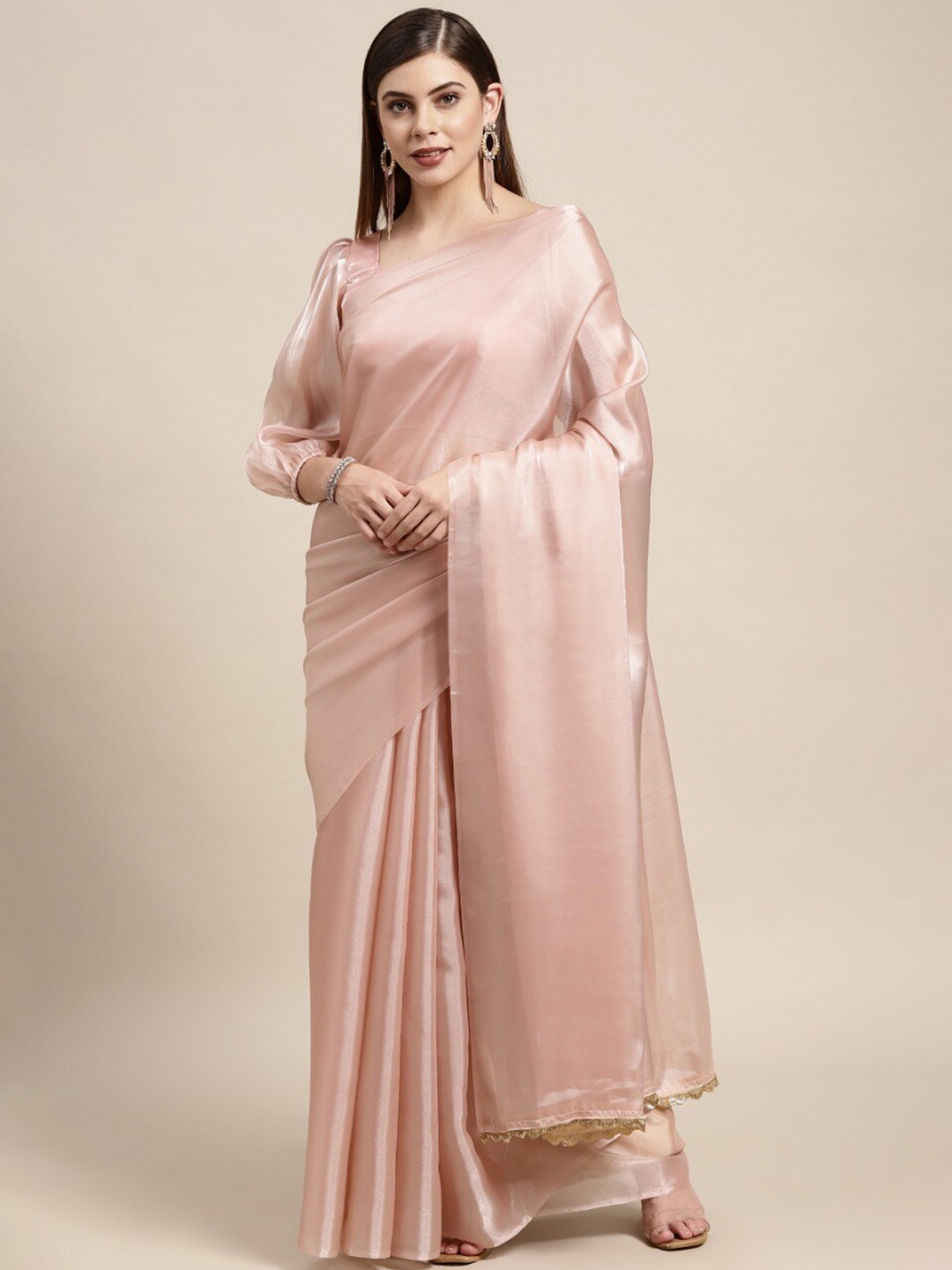 

TIEXA Pure Silk Mysore Silk Saree, Peach