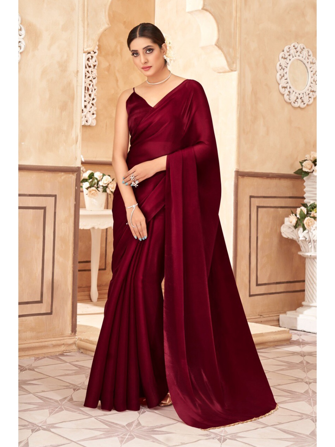 

TIEXA Pure Silk Leheriya Saree, Red