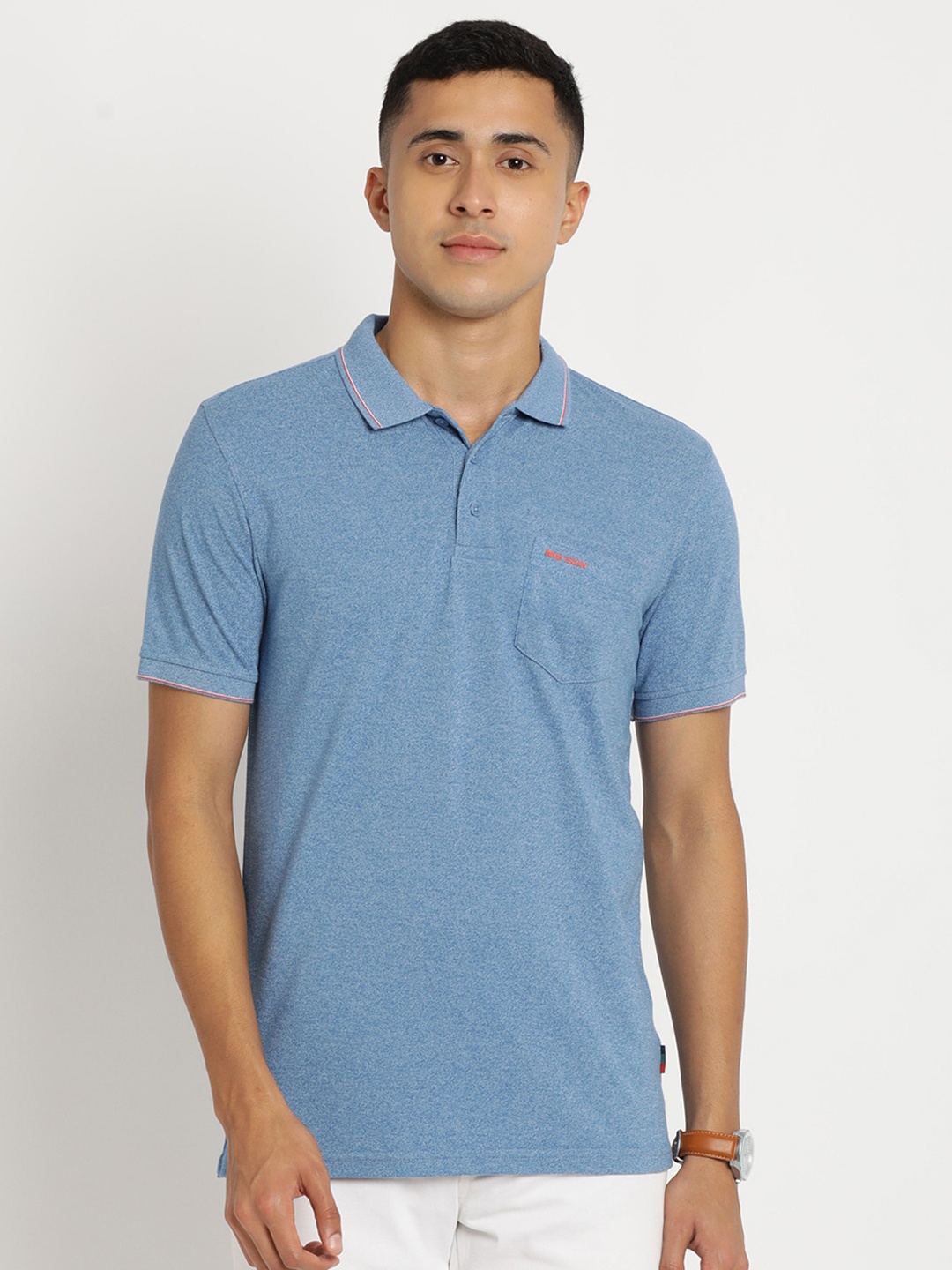 

Indian Terrain Men Cotton Polo Collar T-shirt, Blue