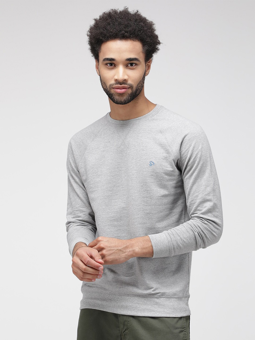 

SPORTO Men Raglan Sleeves Cotton Sweatshirt, Grey melange