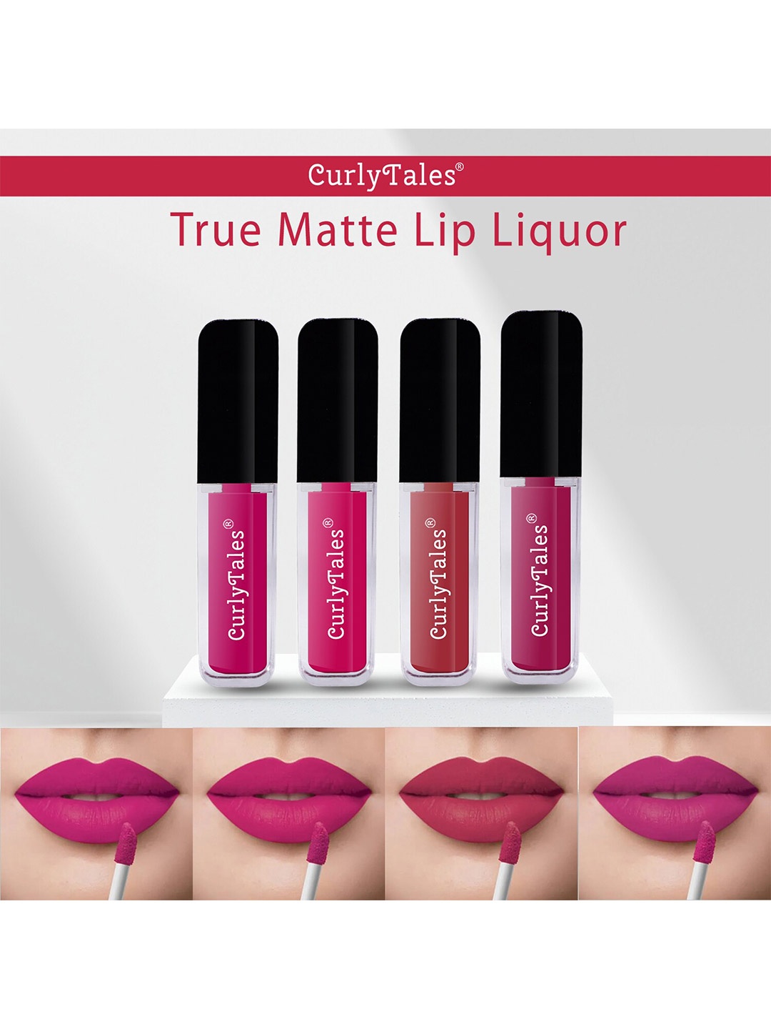 

CurlyTales Set Of 4 Lightweight True Matte Never Ending Lipsticks - 04, 05, 06, 12, Pink