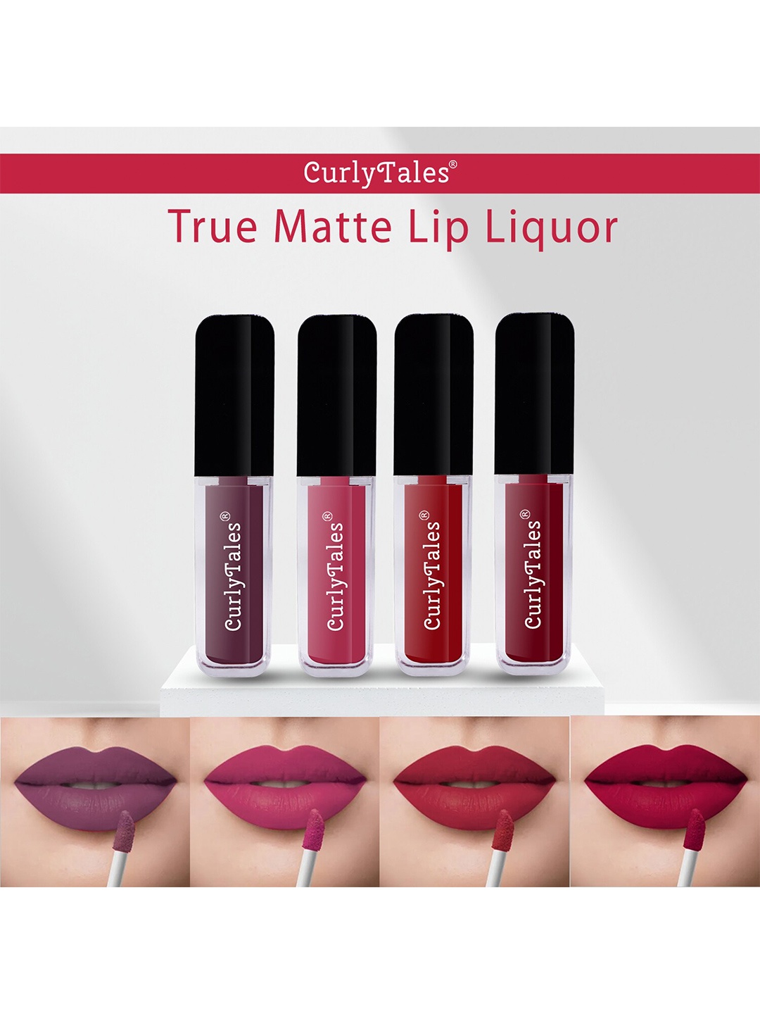 

CurlyTales Set Of 4 Lightweight True Matte Never Ending Lipsticks - 01, 02, 03, 04, Red