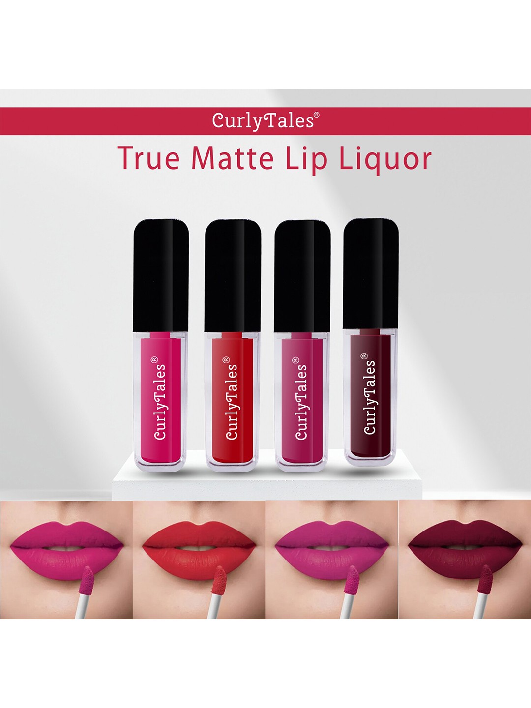 

CurlyTales Set of 4 True Matte Lip Color 4 ml - Shade 05, 11, 12, 13, Pink