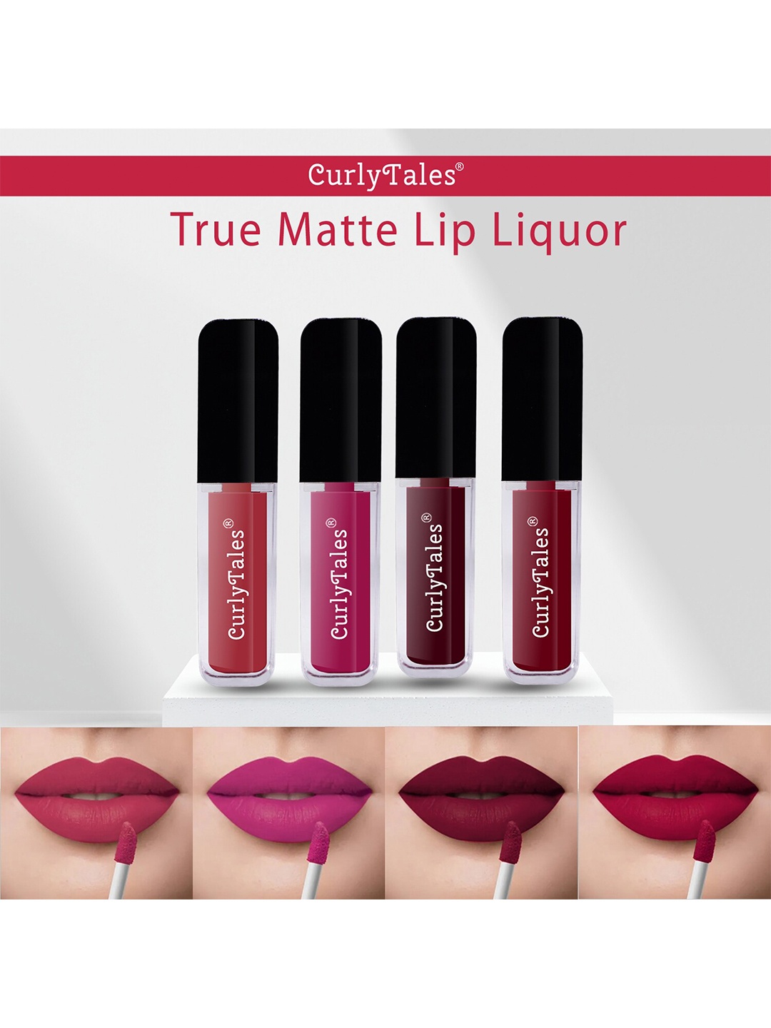 

CurlyTales Set of 4 True Matte Lip Color 4 ml - Shade 06, 12, 13, 14, Red