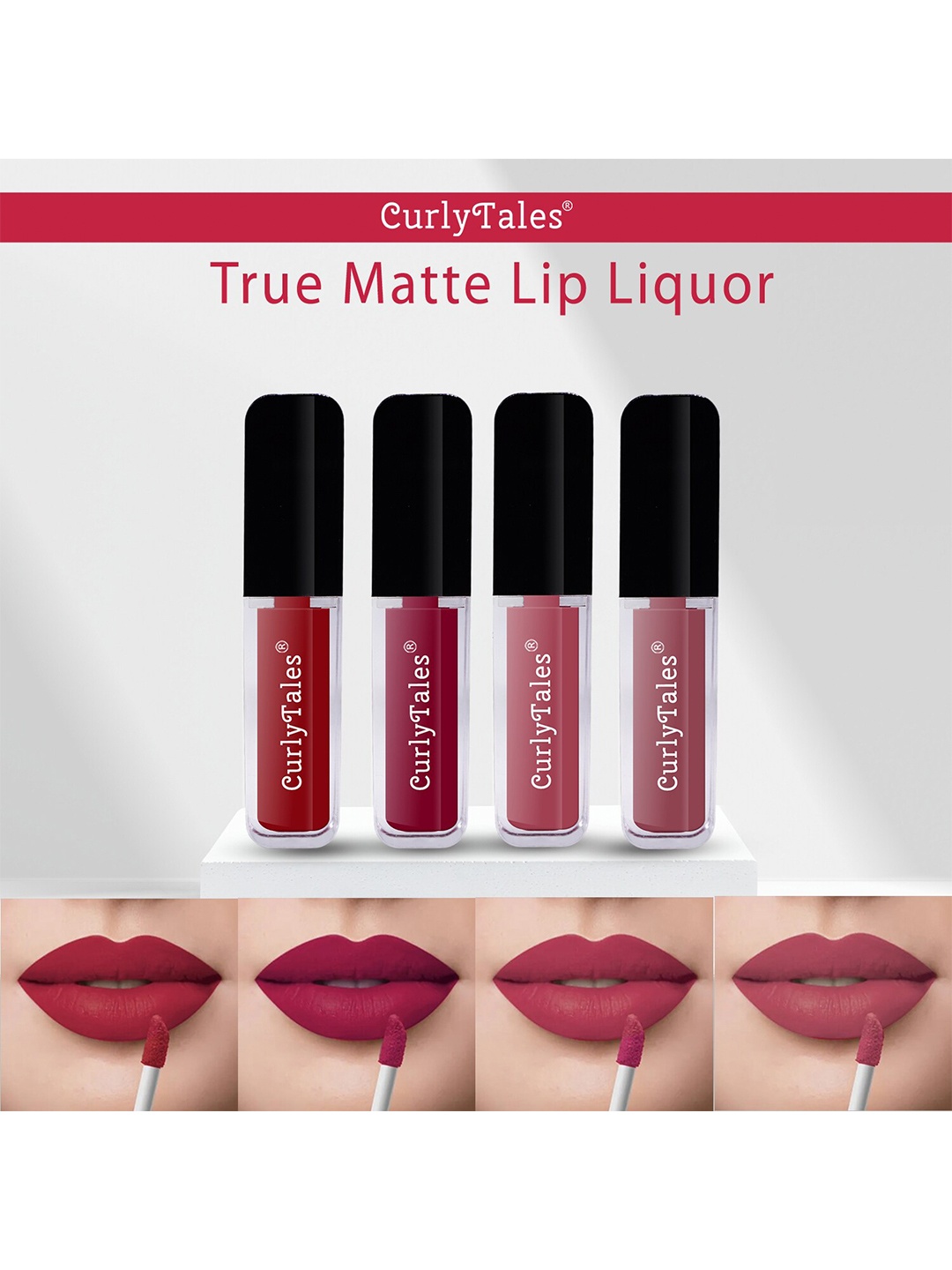 

CurlyTales Set of 4 True Matte Lip Color 4 ml - Shade 03, 07, 08, 09, Red