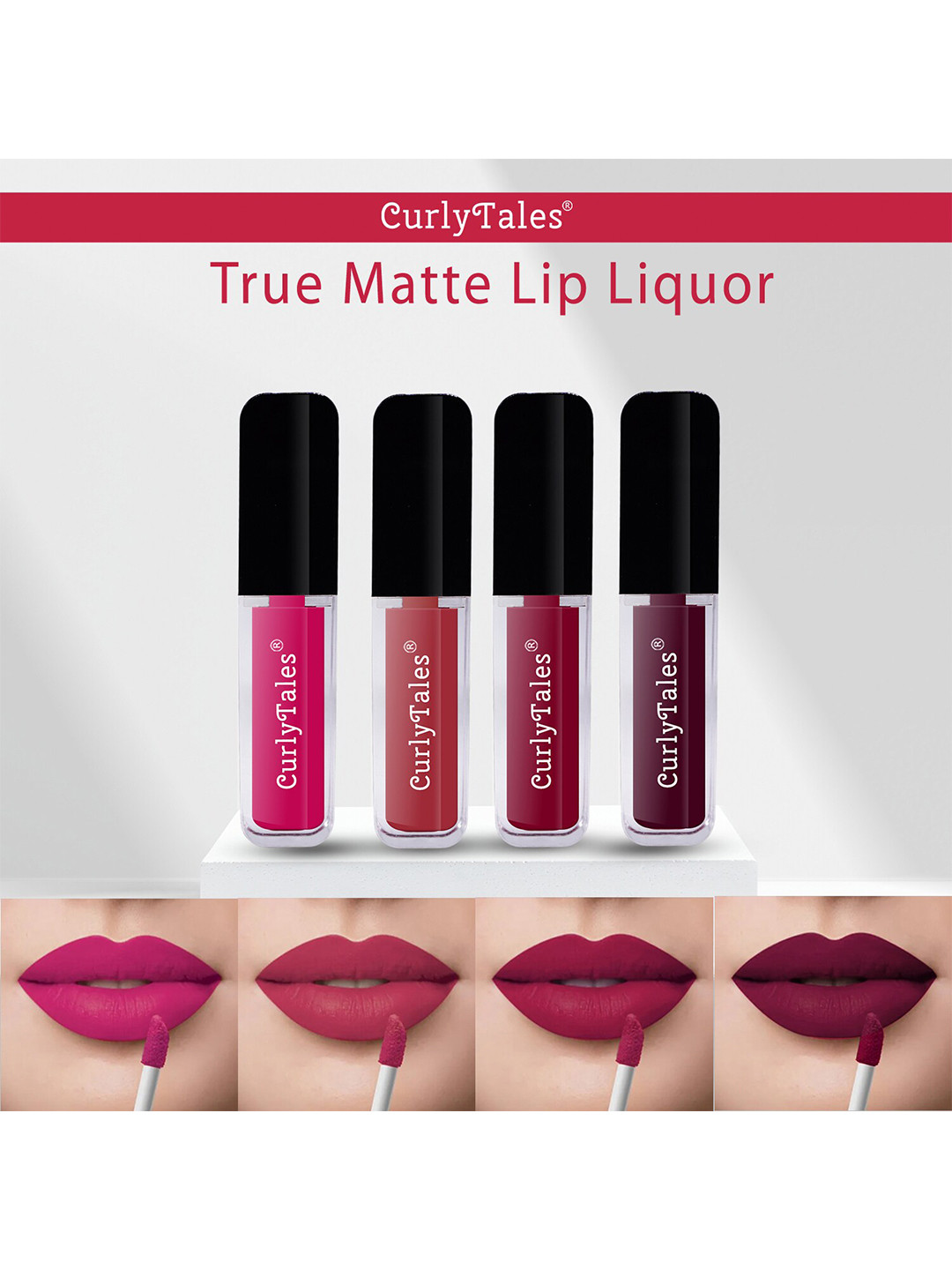 

CurlyTales Set of 4 True Matte Lip Color 4 ml - Shade 05, 06, 07, 15, Pink
