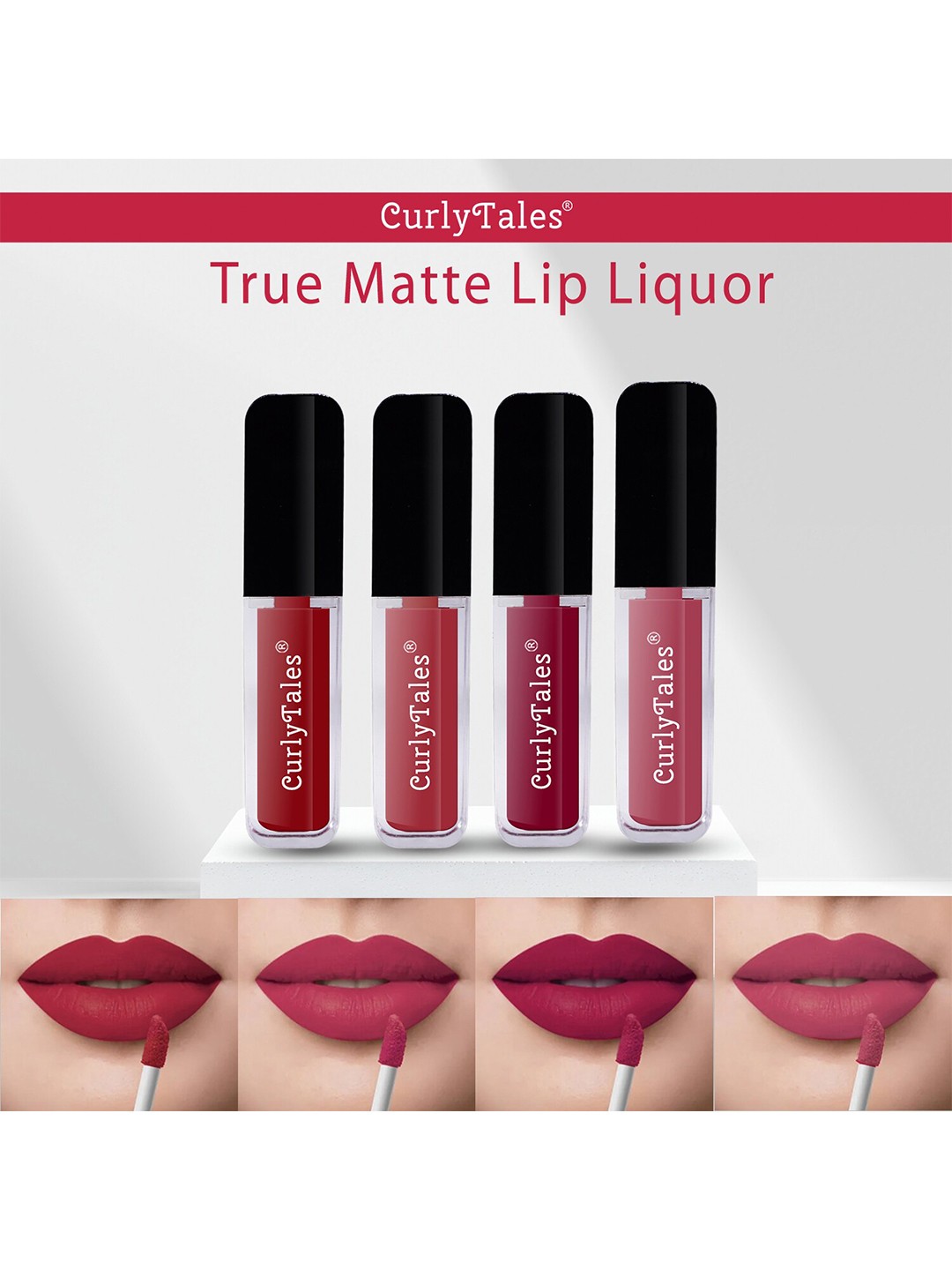 

CurlyTales Set of 4 True Matte Lip Color 4 ml - Shade 03, 06, 07, 10, Red