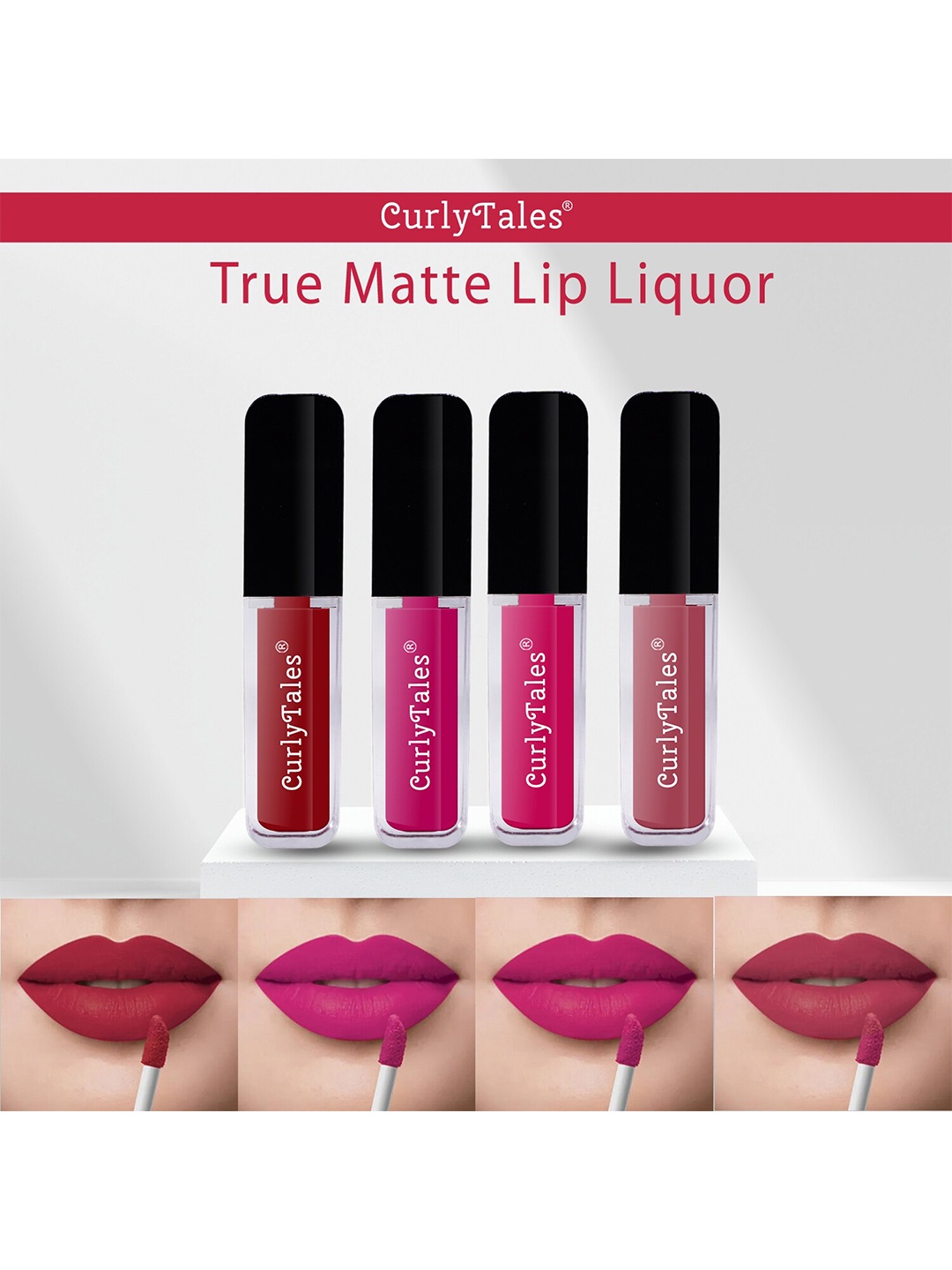 

CurlyTales Set of 4 True Matte Lip Color 4 ml - Shade 03, 04, 05, 08, Red