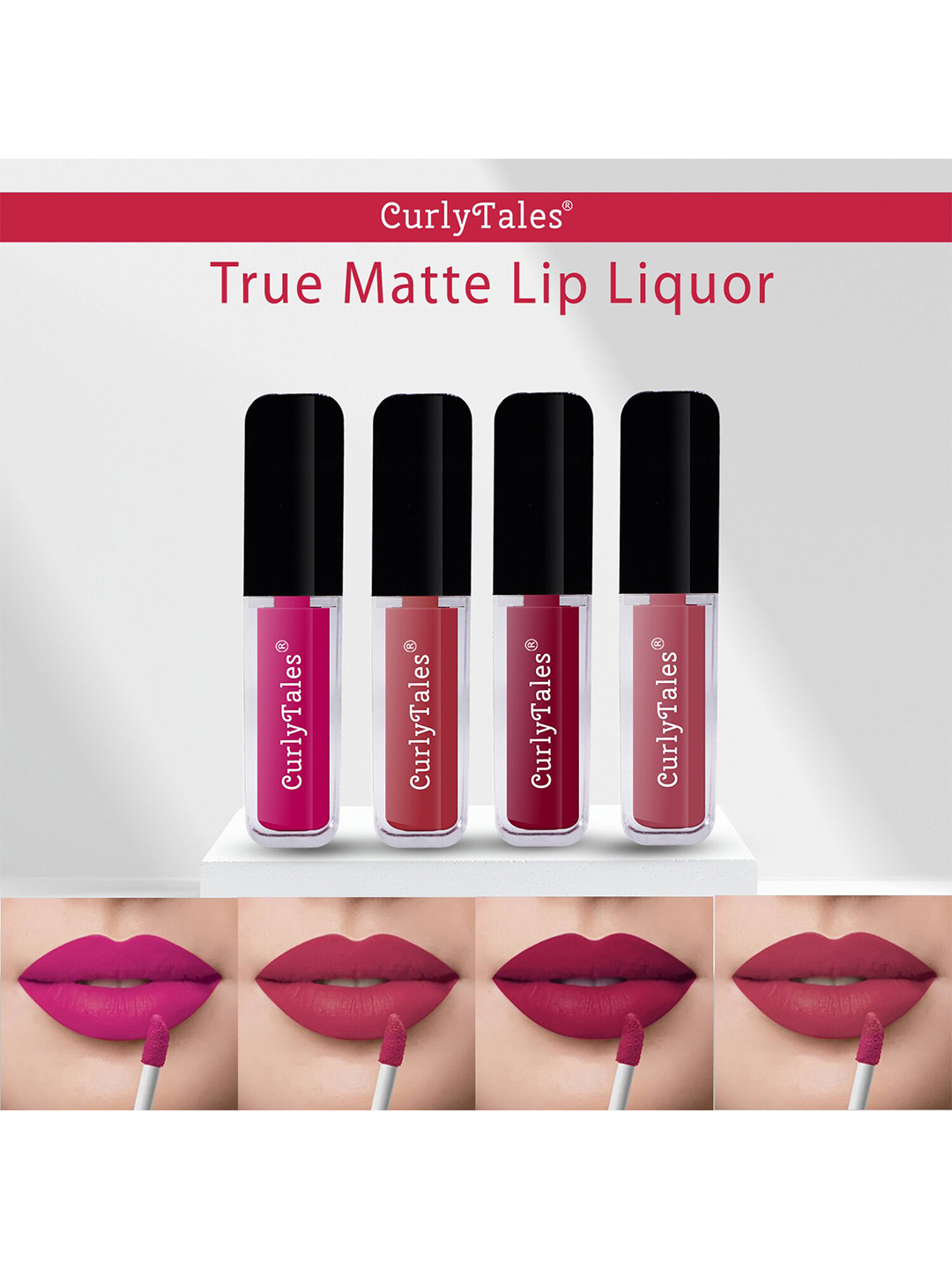 

CurlyTales Set of 4 True Matte Lip Color 4 ml - Shade 04, 06, 07, 08, Red