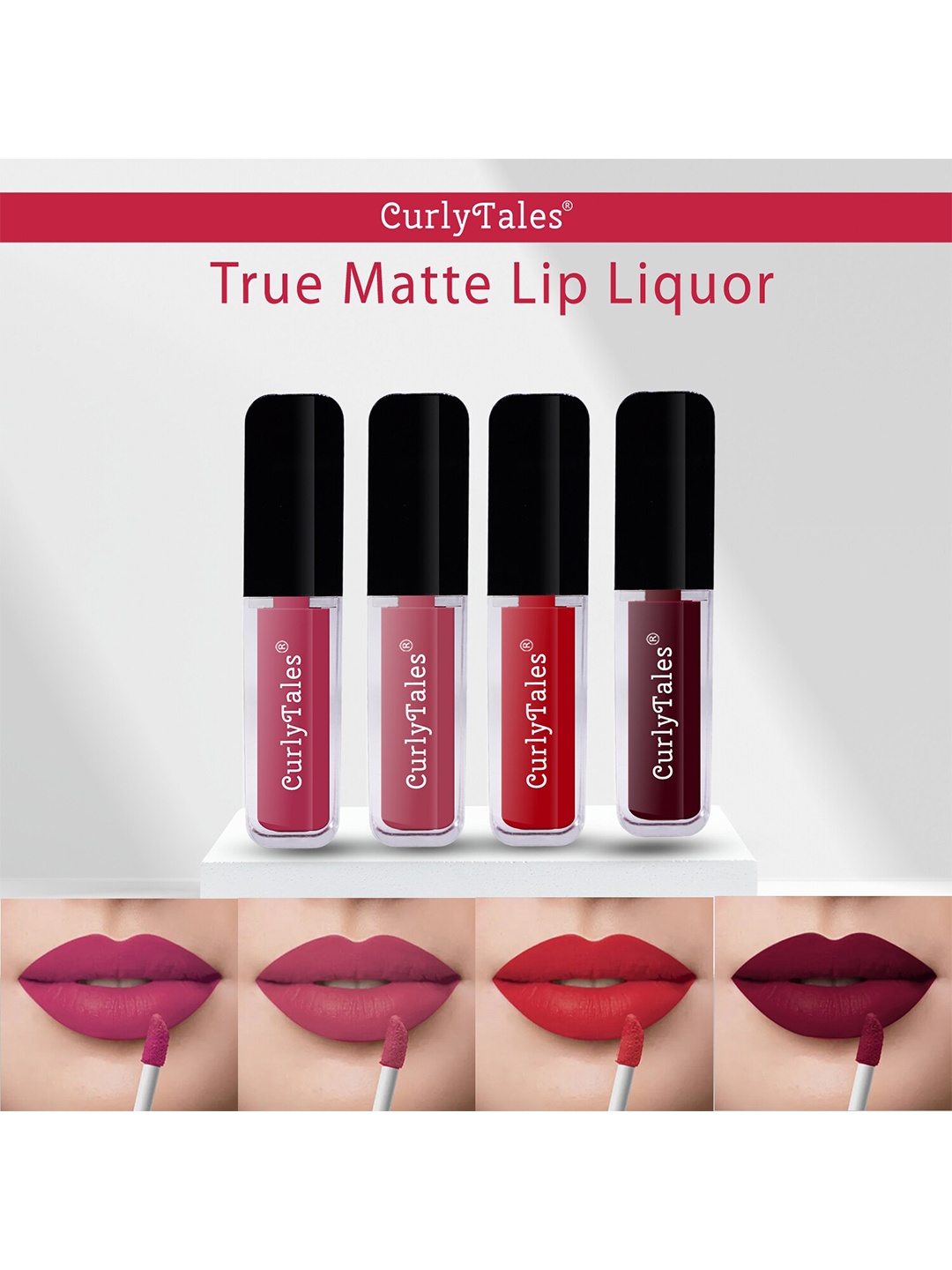 

CurlyTales Set of 4 True Matte Lip Color 4 ml - Shade 02, 10, 11, 13, Pink