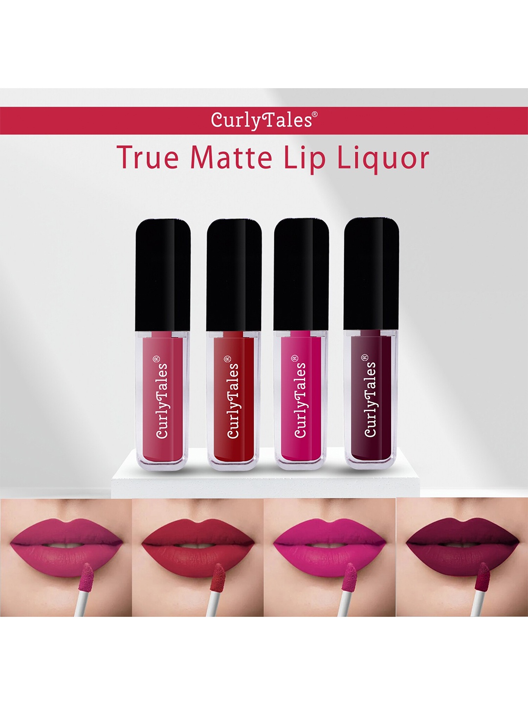 

CurlyTales Set of 4 True Matte Lip Color 4 ml - Shade 02, 03, 04, 15, Pink