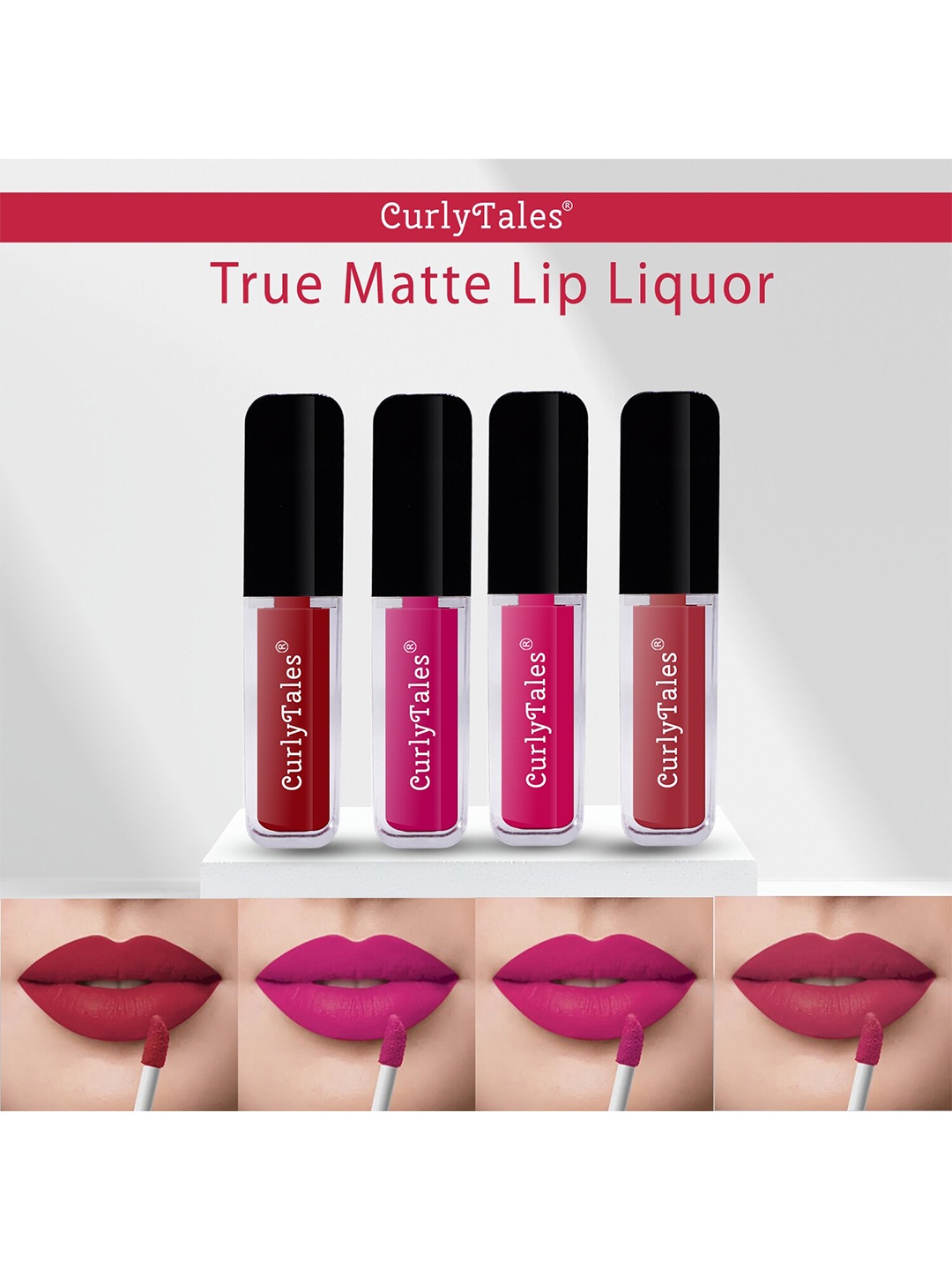 

CurlyTales Set of 4 True Matte Lip Color 4 ml - Shade 03, 04, 05, 06, Red