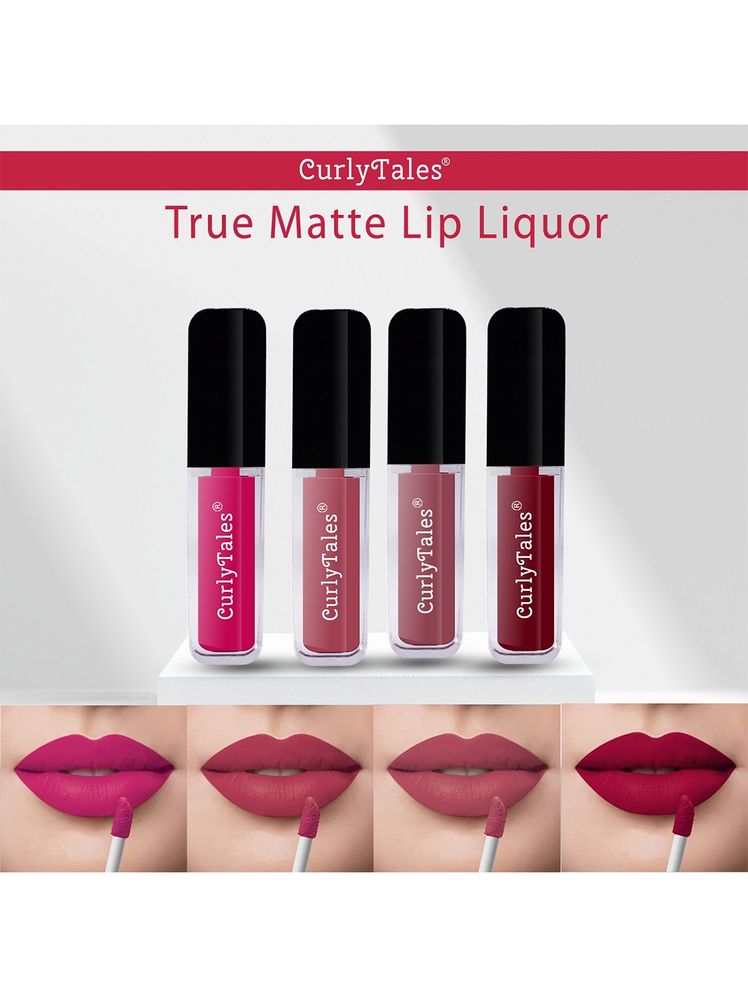 

CurlyTales Set of 4 True Matte Lip Color 4 ml - Shade 05, 08, 09, 14, Pink