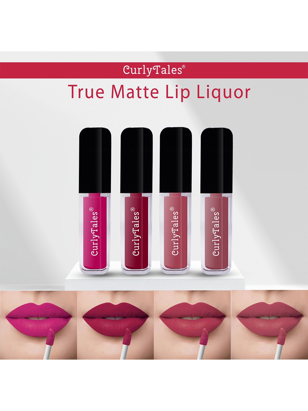 

CurlyTales Set of 4 True Matte Lip Color 4 ml - Shade 04, 07, 08, 09, Pink