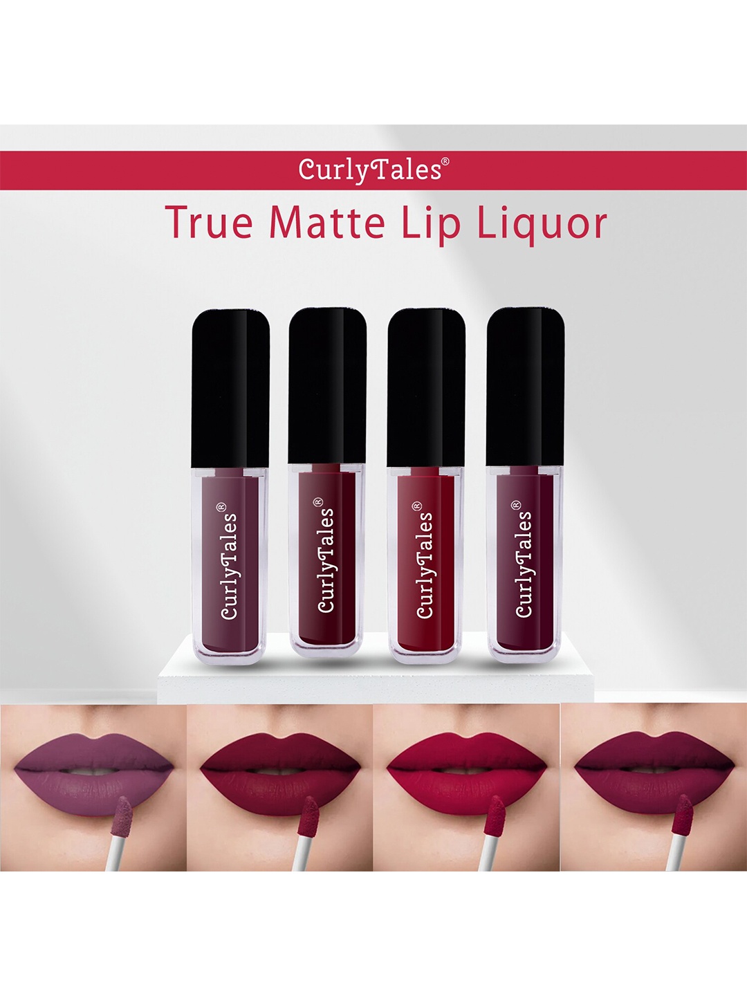 

CurlyTales Set of 4 True Matte Lip Color 4 ml - Shade 01, 13, 14, 15, Purple