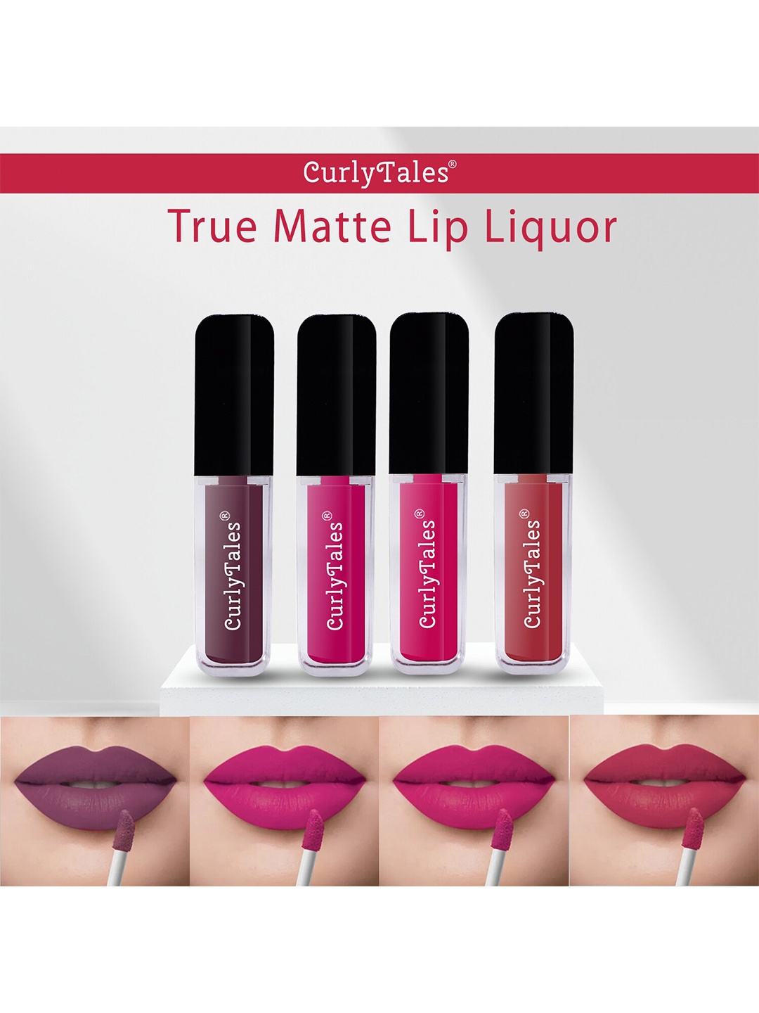 

CurlyTales Set of 4 True Matte Lip Color 4 ml - Shade 01, 04, 05, 06, Red