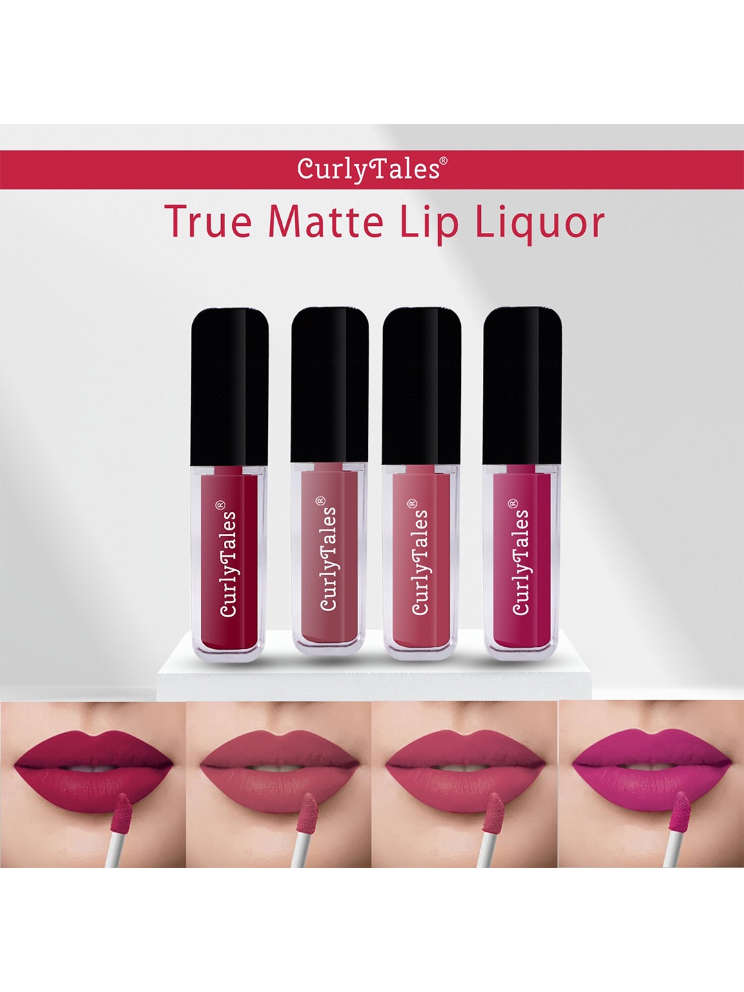 

CurlyTales Set of 4 True Matte Lip Color 4 ml - Shade 07, 09, 10, 12, Maroon