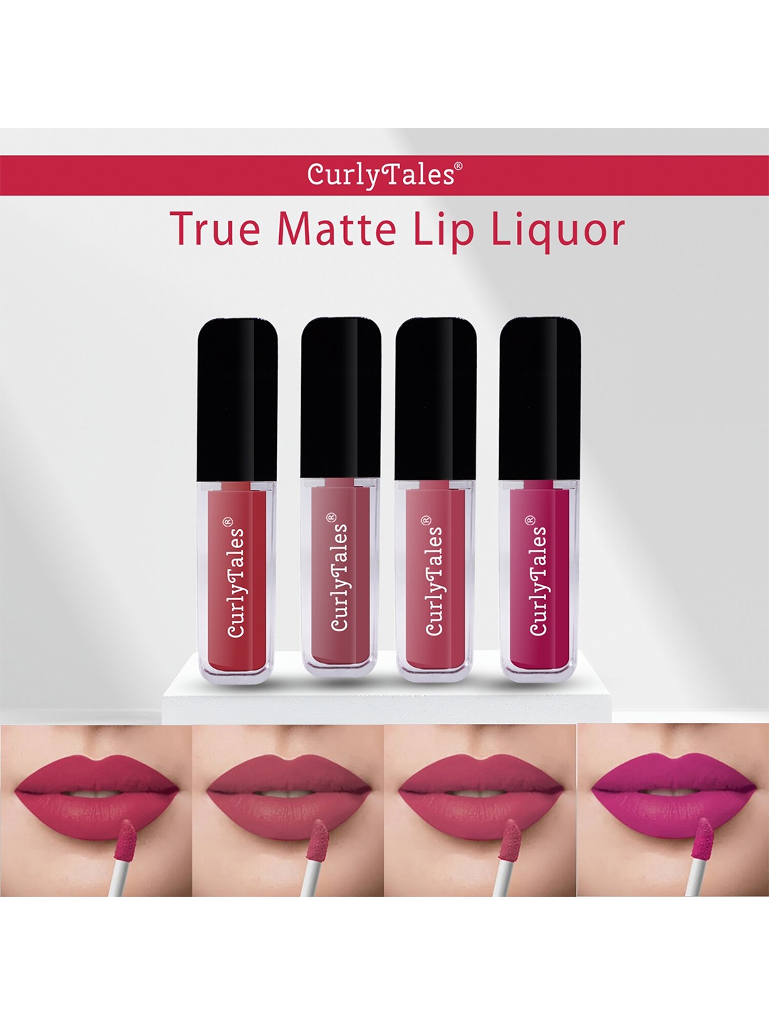 

CurlyTales Set of 4 True Airy Matte Lip Color 4 ml - Shade 06, 09, 10, 12, Red