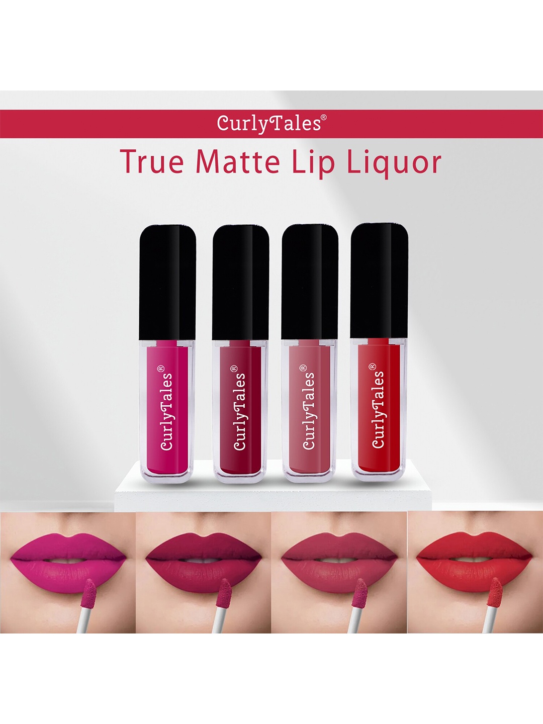 

CurlyTales Set of 4 True Matte Lip Color 4 ml - Shade 04, 07, 08, 11, Pink