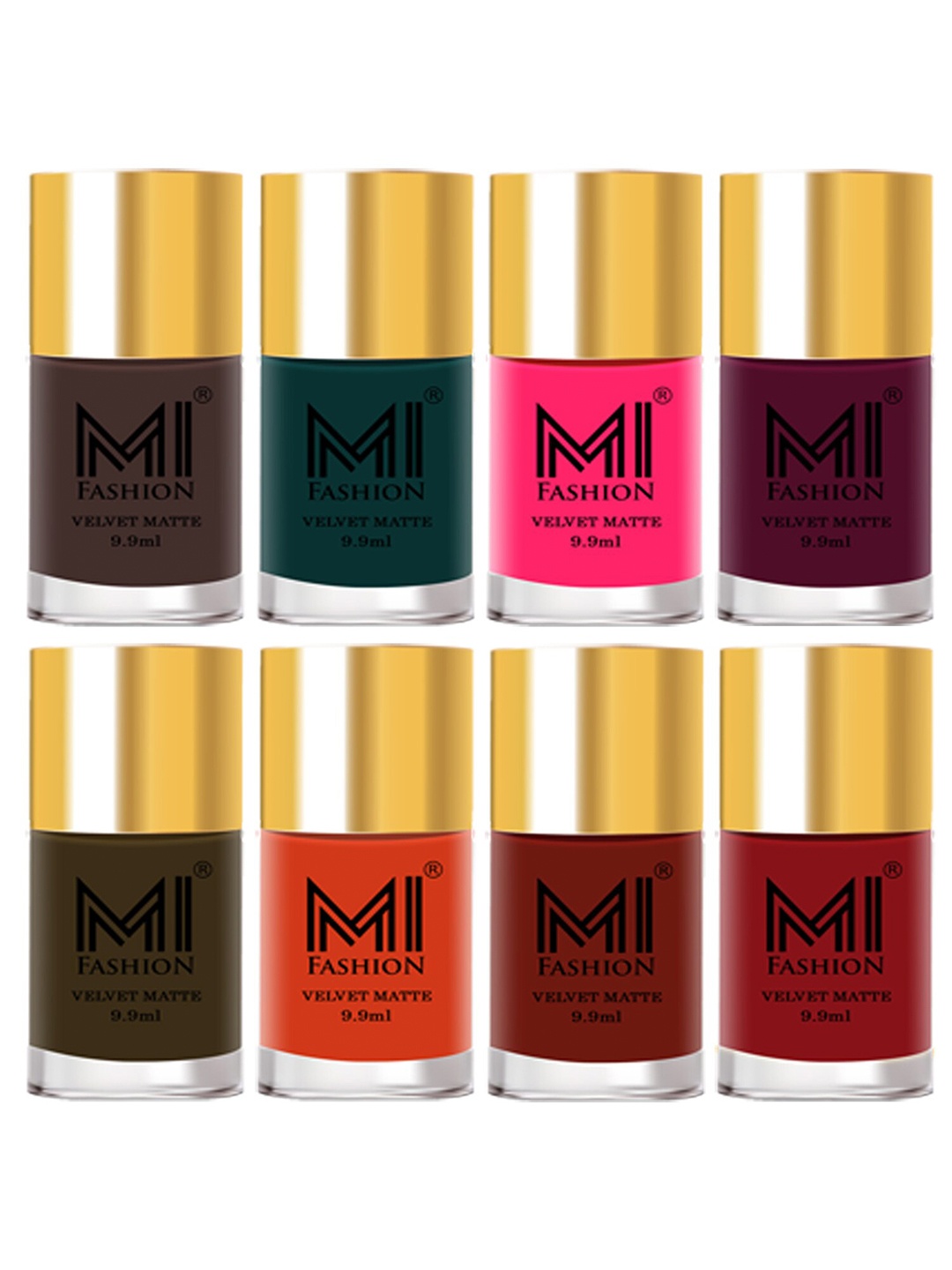 

MI FASHION Set of 8 Velvet Matte Long-Lasting Vegan Nail Polish - 9.9ml each, Pink