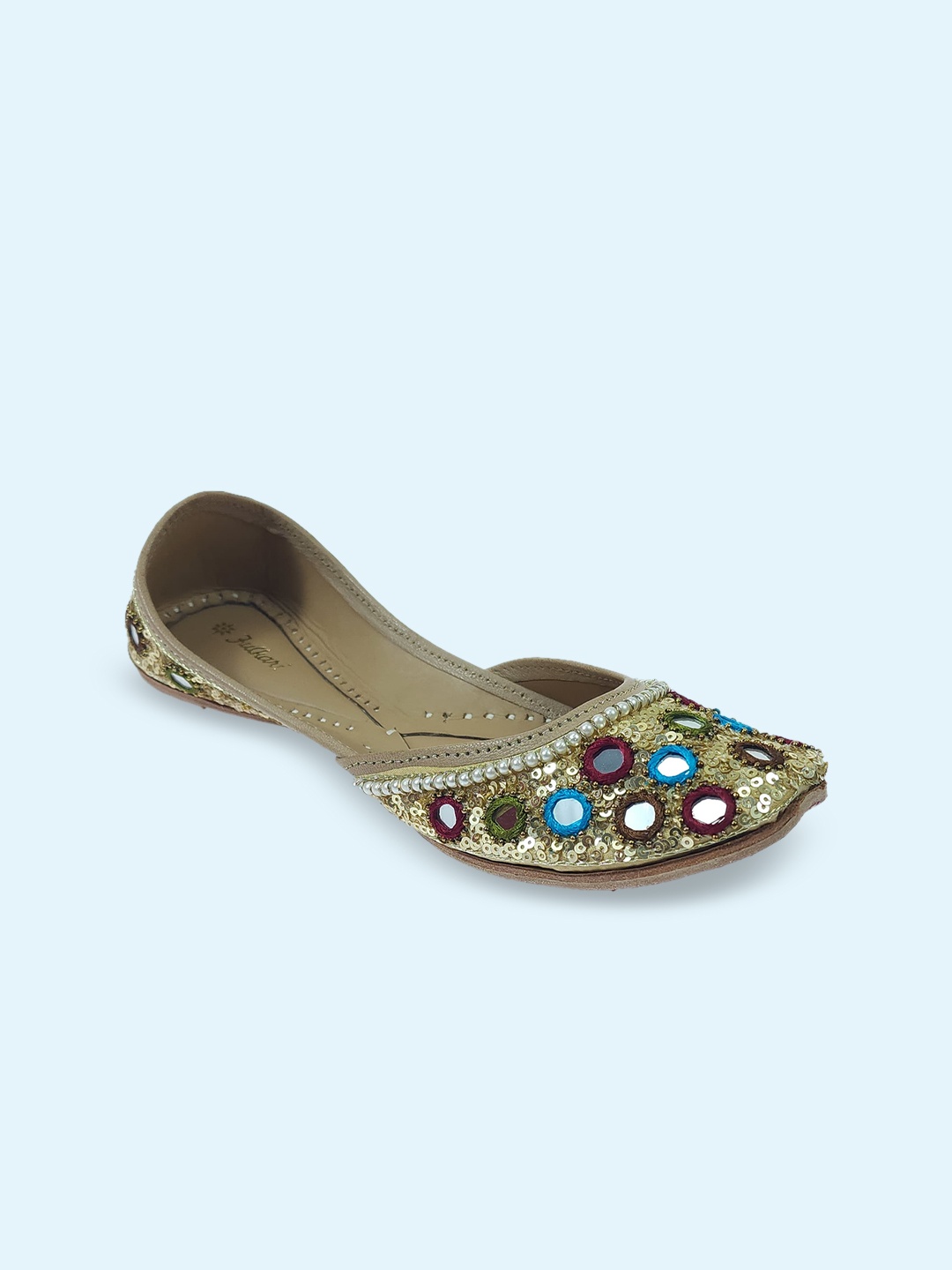 

Fulkari Women Embellished Ethnic Mojaris Flats, Gold