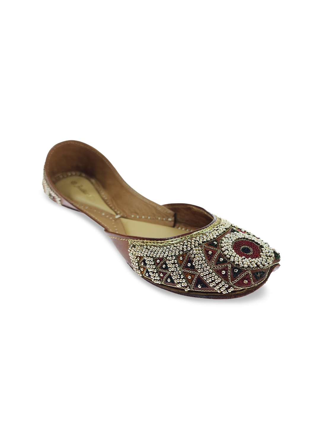 

Fulkari Women Embellished Ethnic Mojaris Flats, Tan