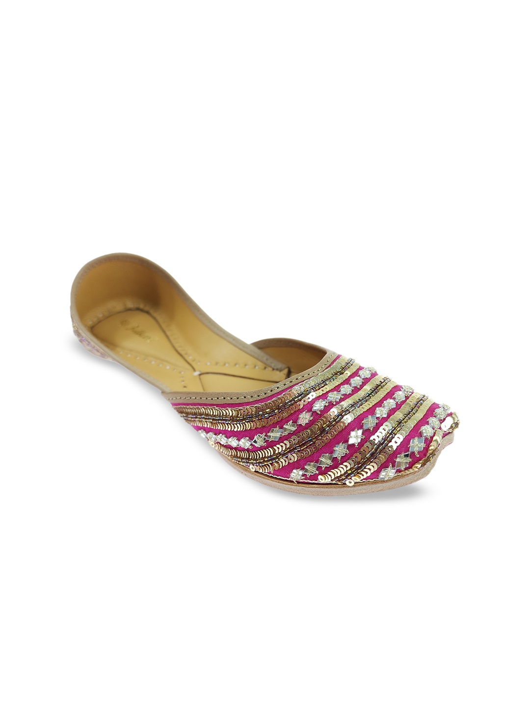 

Fulkari Women Embellished Ethnic Mojaris Flats, Magenta