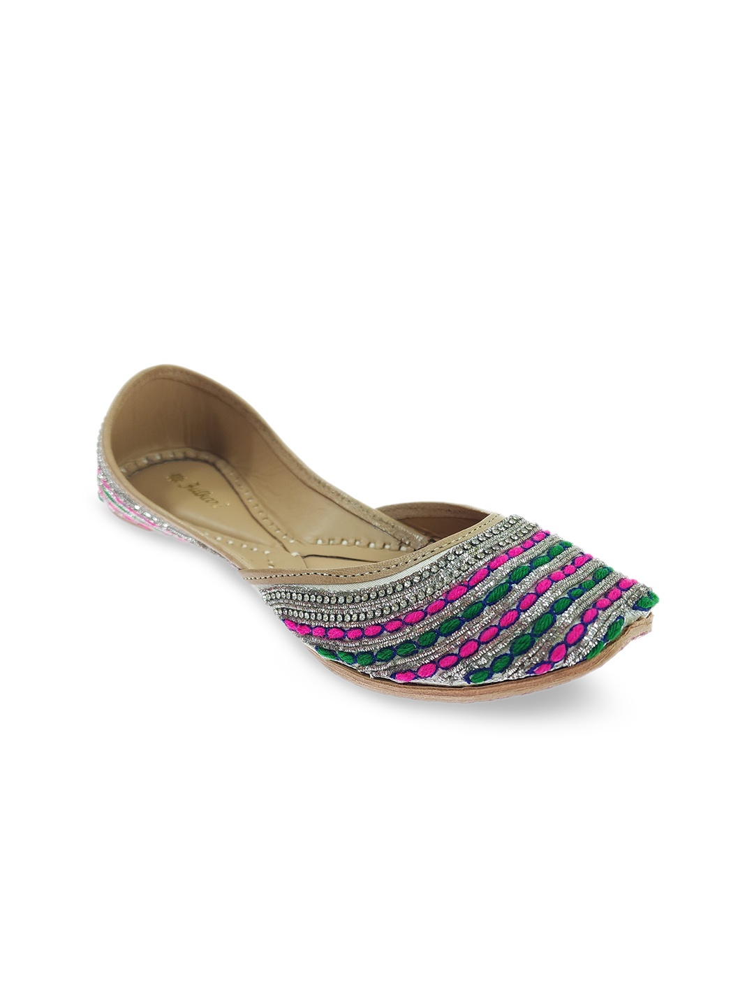 

Fulkari Women Embellished Ethnic Mojaris Flats, Silver