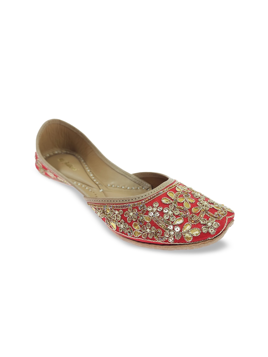 

Fulkari Women Embellished Ethnic Mojaris Flats, Red