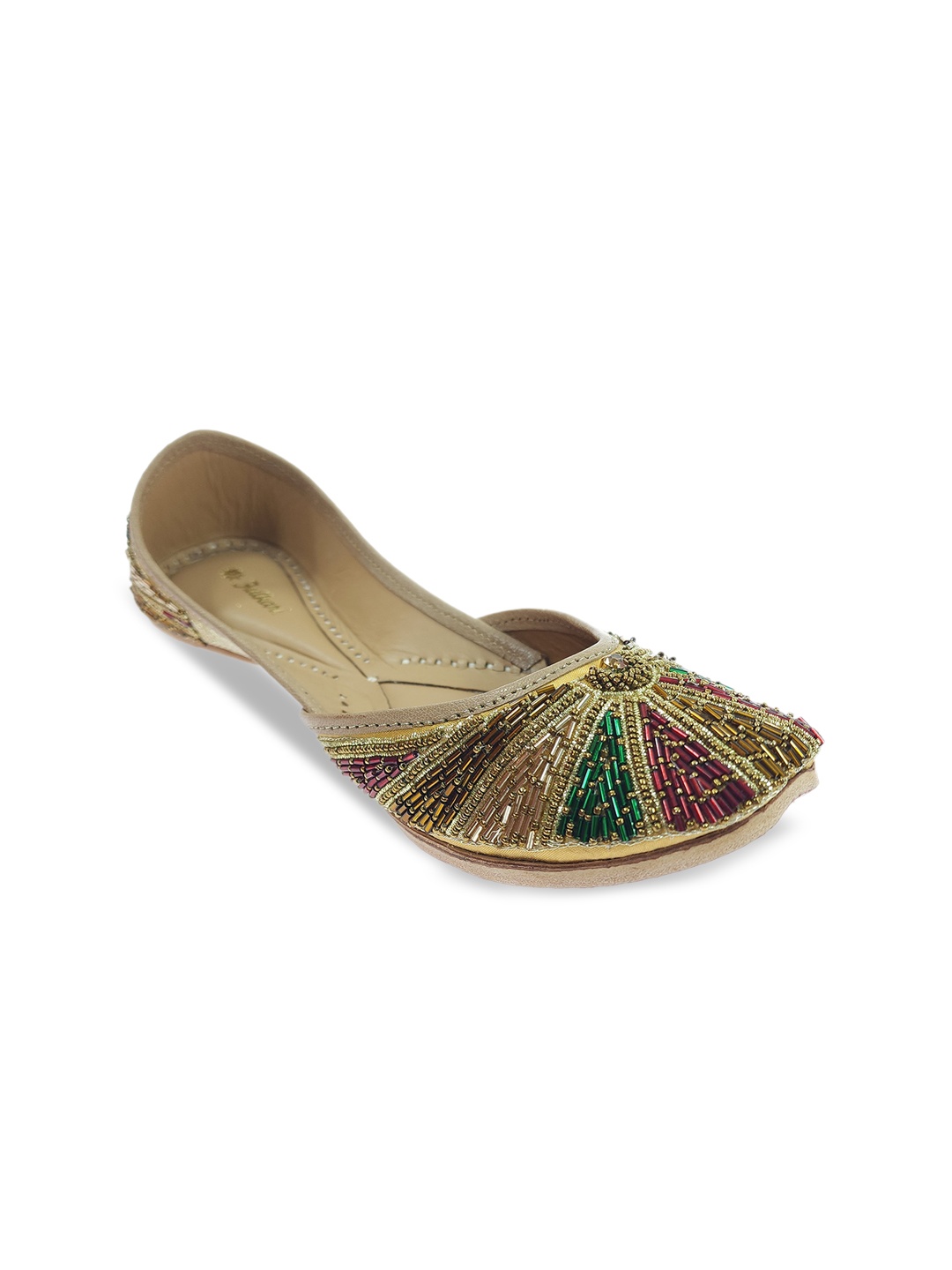 

Fulkari Women Embellished Ethnic Mojaris Flats, Gold