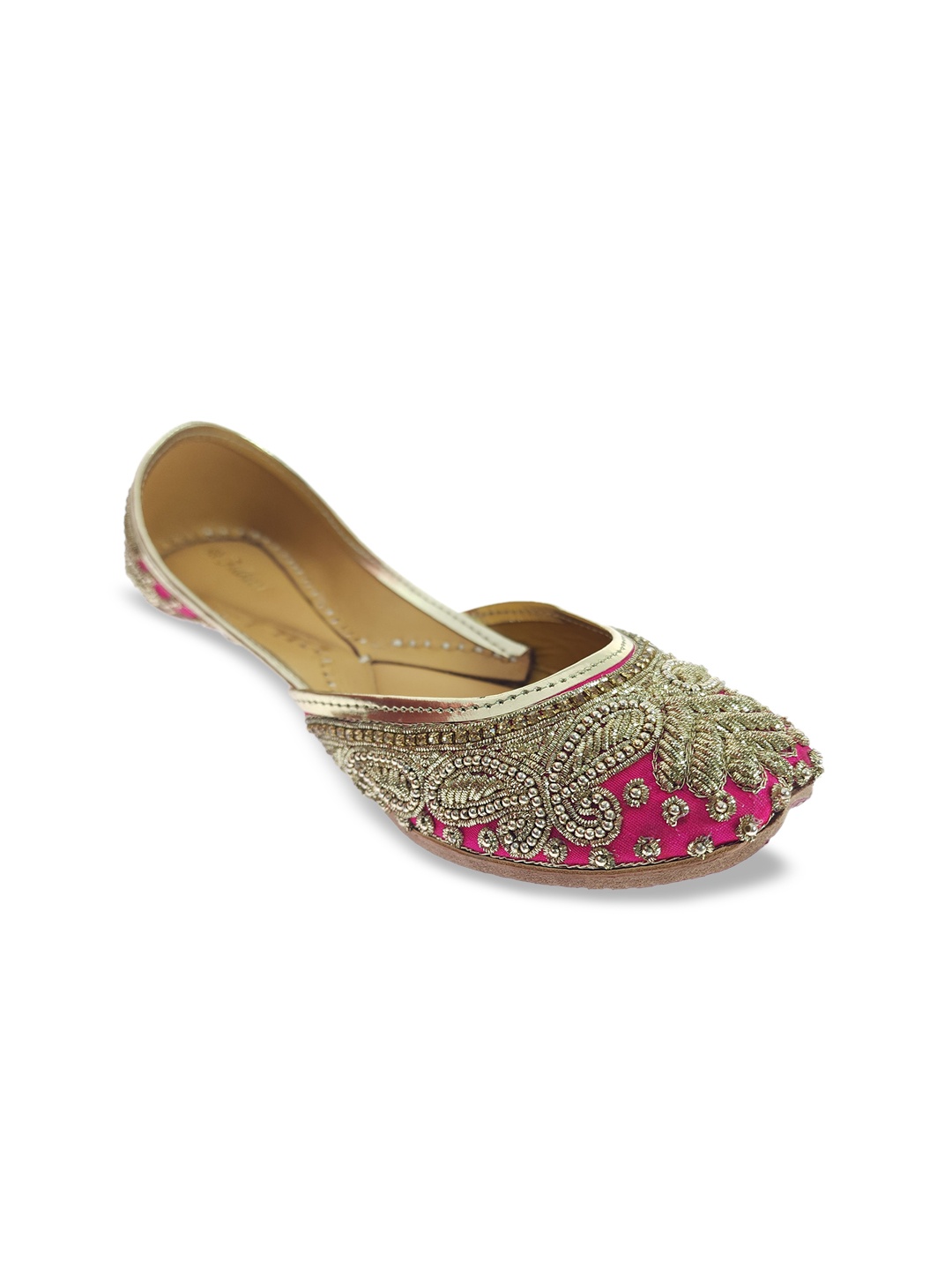 

Fulkari Women Embellished Ethnic Mojaris Flats, Magenta