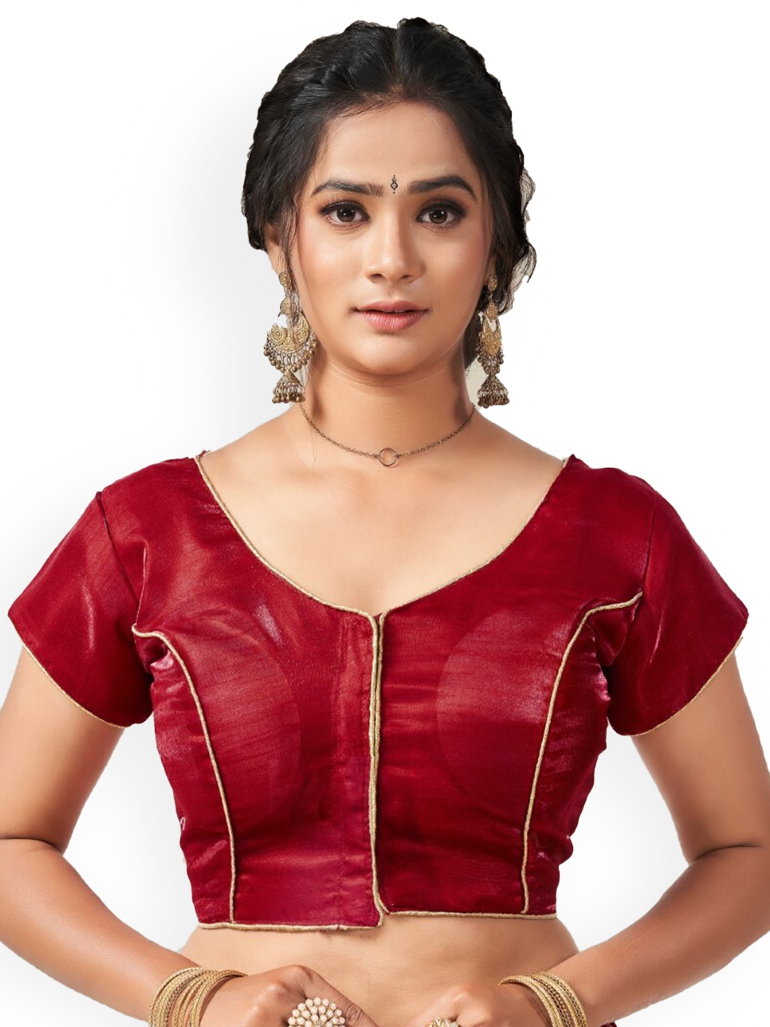 

HIMRISE Woven Design Saree Blouse, Maroon