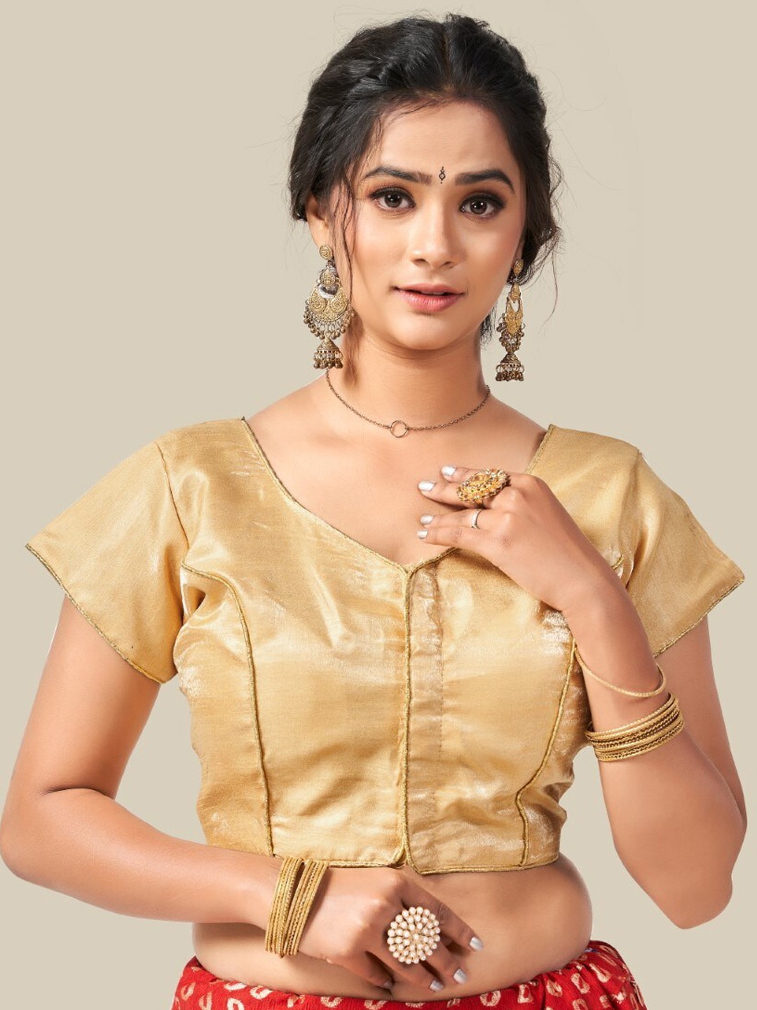 

HIMRISE Brocade Saree Blouse, Gold