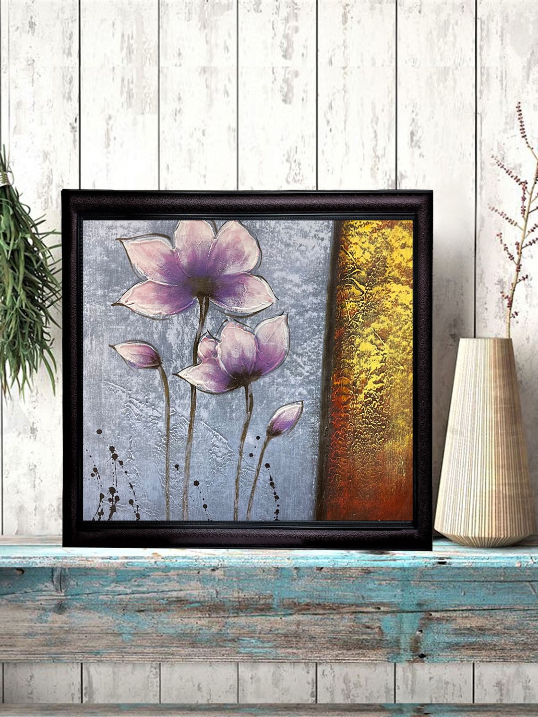 

Gallery99 Blue & Yellow Floral Oil Painting On Canvas With Wooden Frame Wall Art