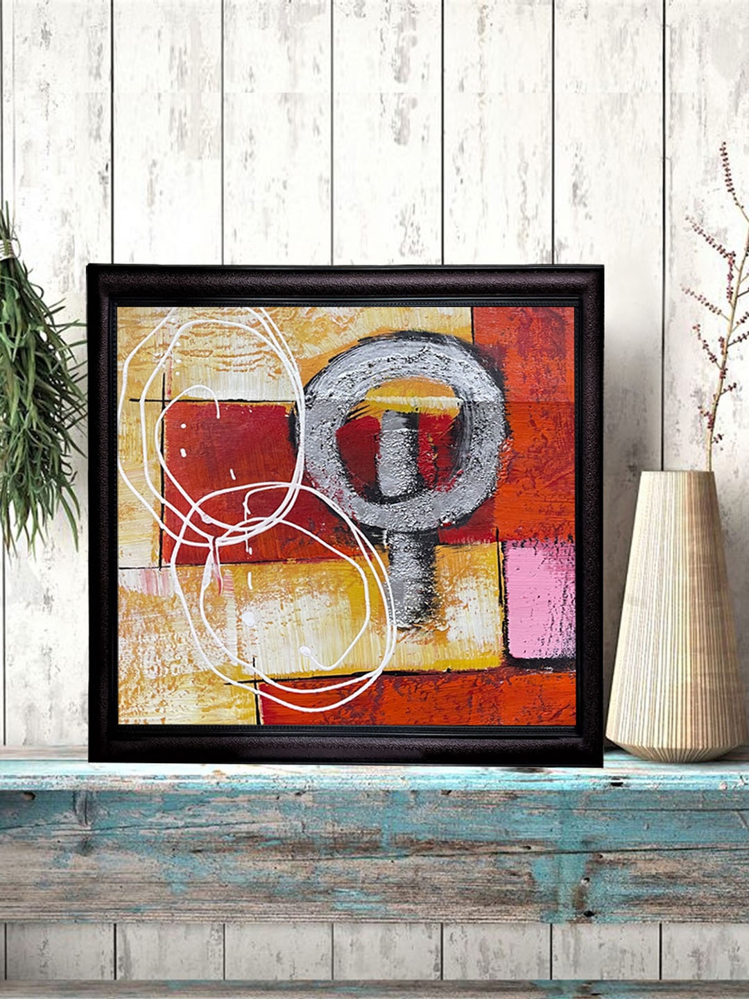 

Gallery99 3 Circles of Life Rust and Yellow Abstract Canvas Oil Painting Wall Art