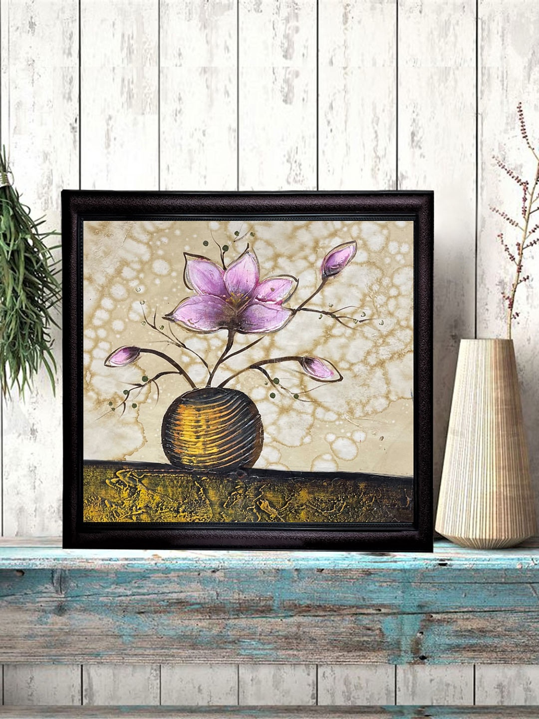 

Gallery99 Beige & Purple Handmade Oil Painting On Canvas With Wooden Frame Wall Art