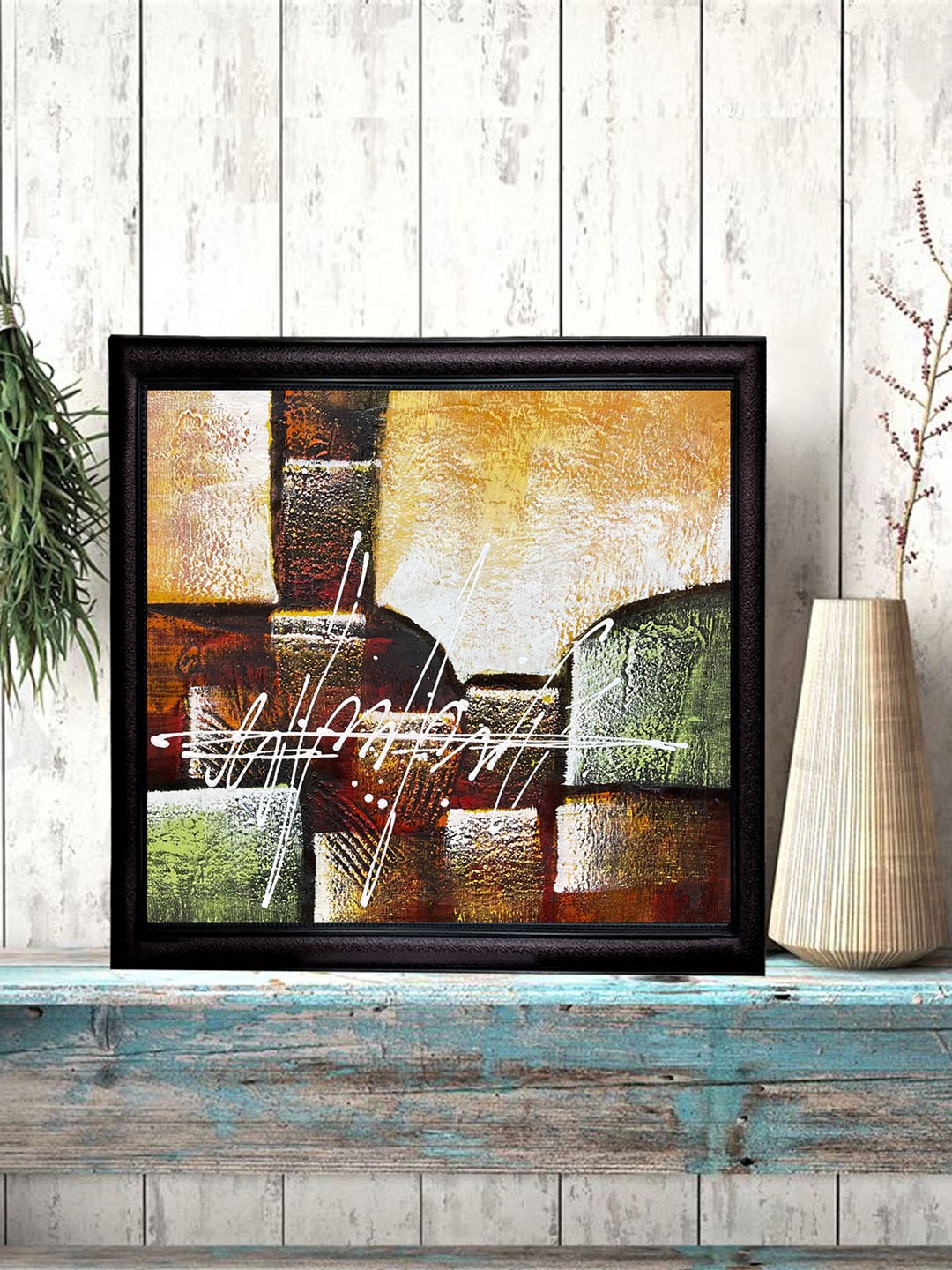 

Gallery99 Beige & Green Handmade Oil Painting On Canvas With Wooden Frame Wall Art
