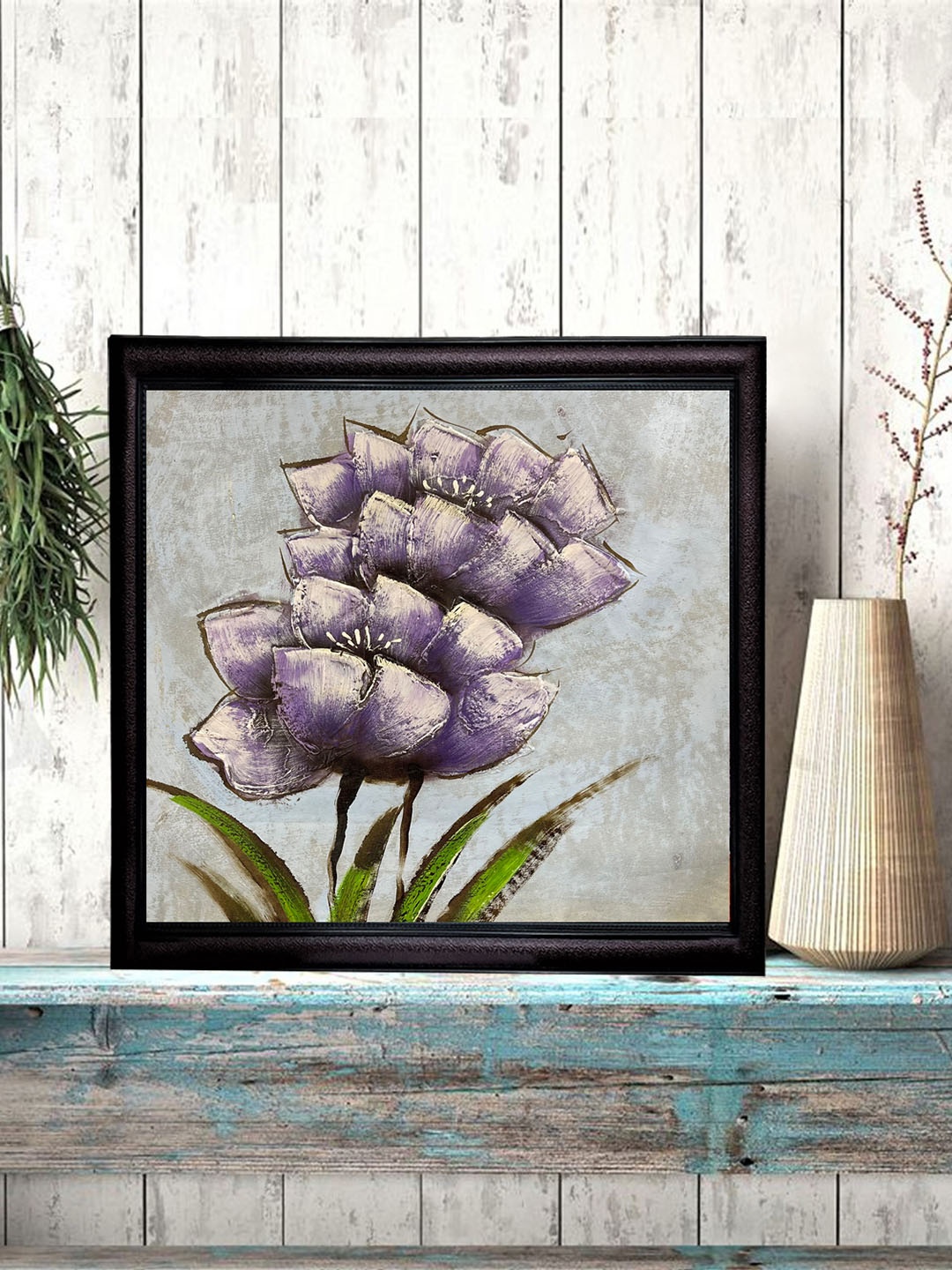 

Gallery99 Grey & Purple Handmade Oil Painting On Canvas With Wooden Frame Wall Art