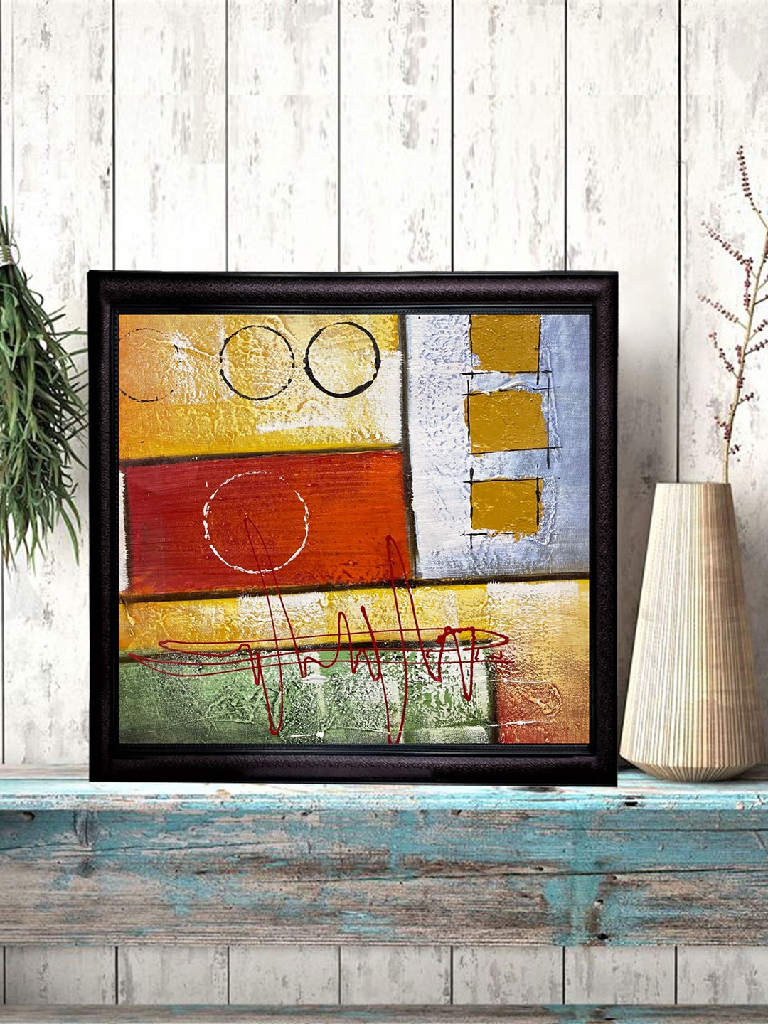 

Gallery99 Red & Yellow Handmade Oil Painting On Canvas With Wooden Frame Wall Art