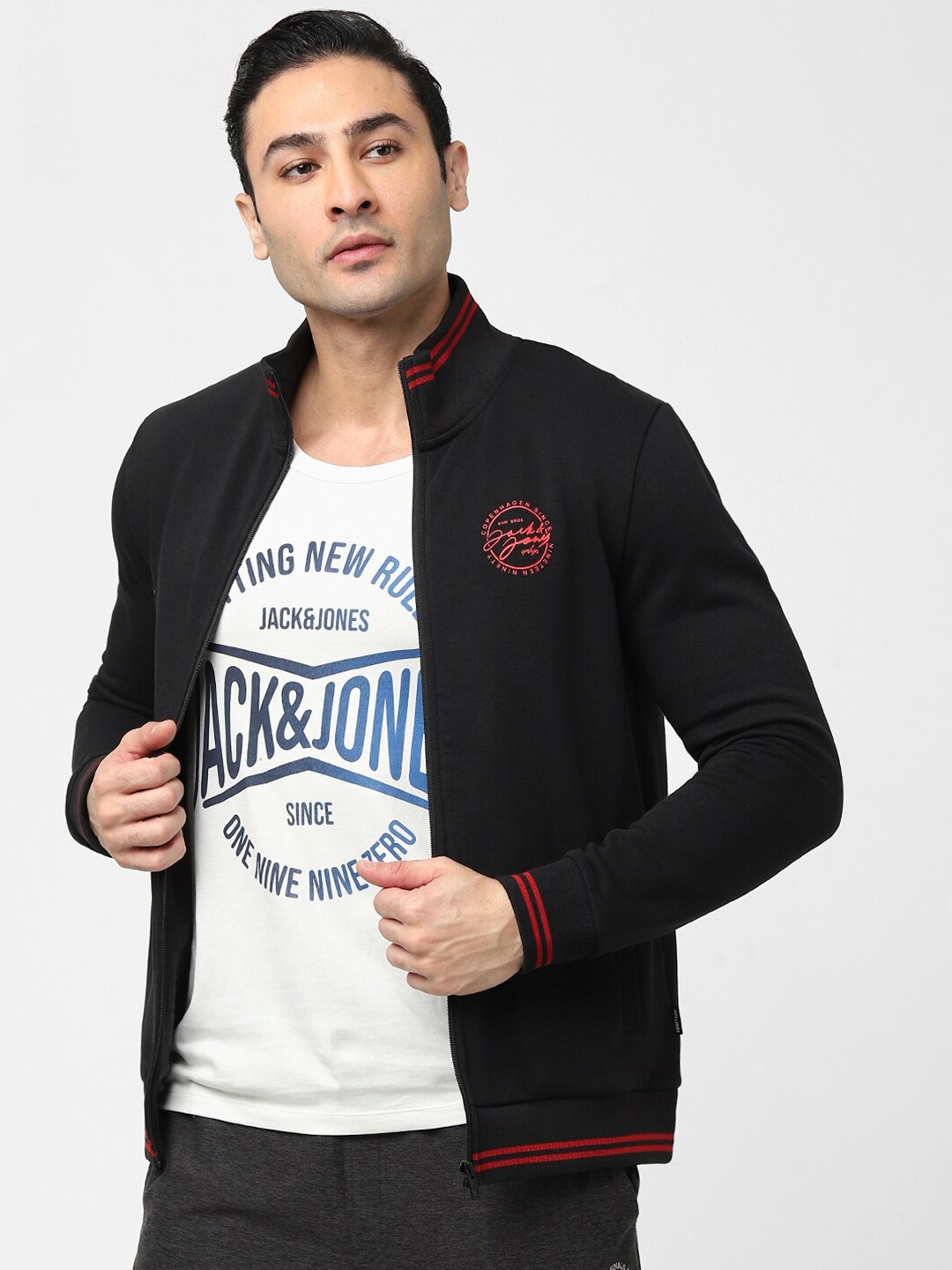 

Jack & Jones Mock Collar Cotton Sweatshirt, Black