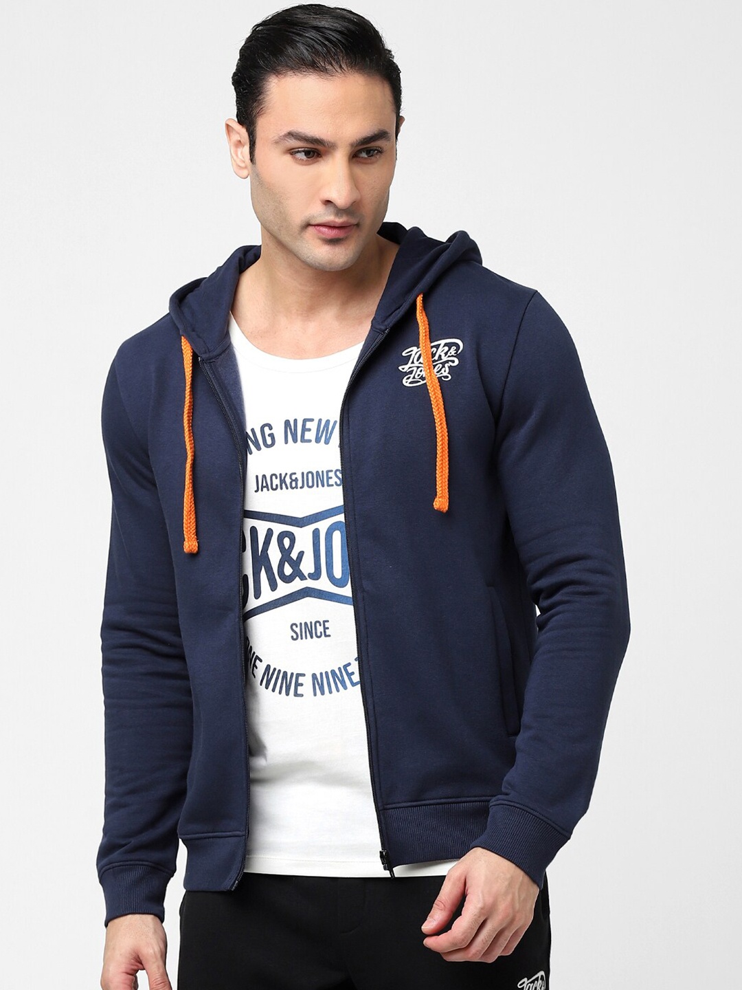 

Jack & Jones Men Hooded Cotton Sweatshirt, Navy blue