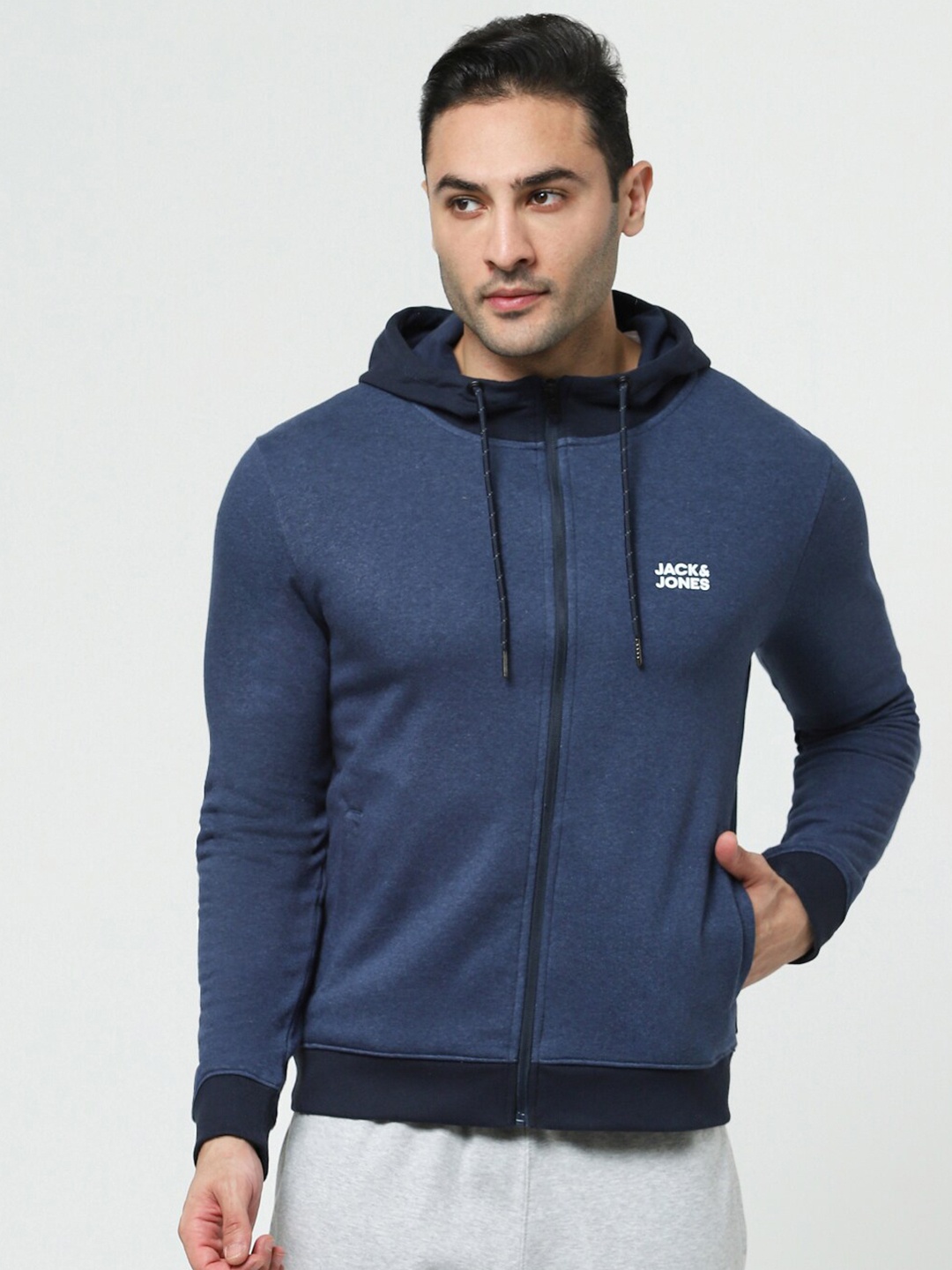 

Jack & Jones Men Hooded Cotton Sweatshirt, Navy blue