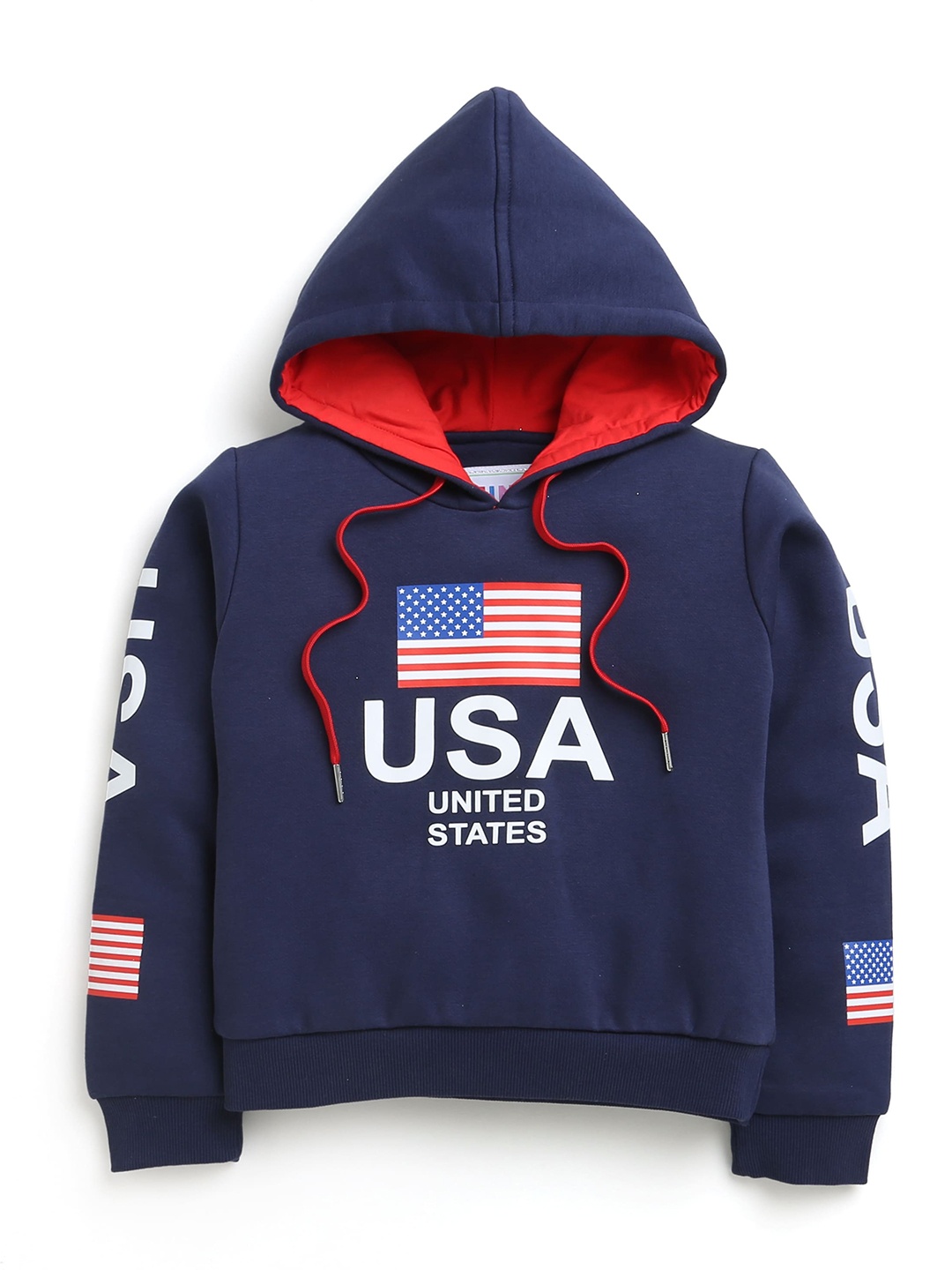 

Tiny Girl Girls Cotton Printed Hooded Sweatshirt, Navy blue