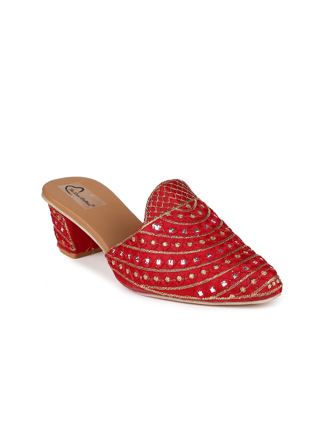 

The Desi Dulhan Embellished Ethnic Block Mules, Maroon