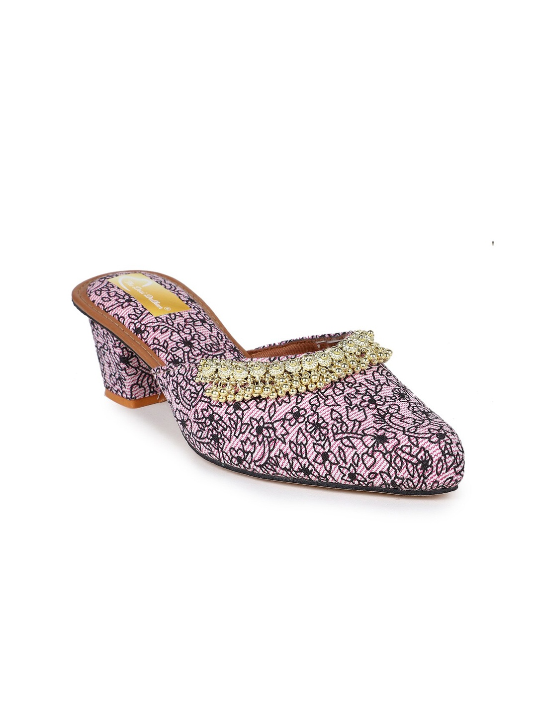 

The Desi Dulhan Ethnic Block Heels Mules, Pink